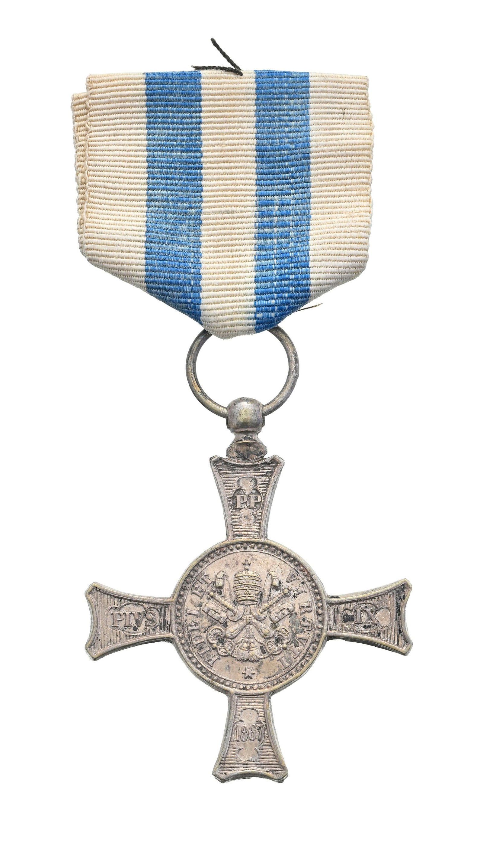 Vatican, croix de Mentana, instituée en 1867 par le pape Pie IX, en argent, diam. 4,2 cm (1 of 2)