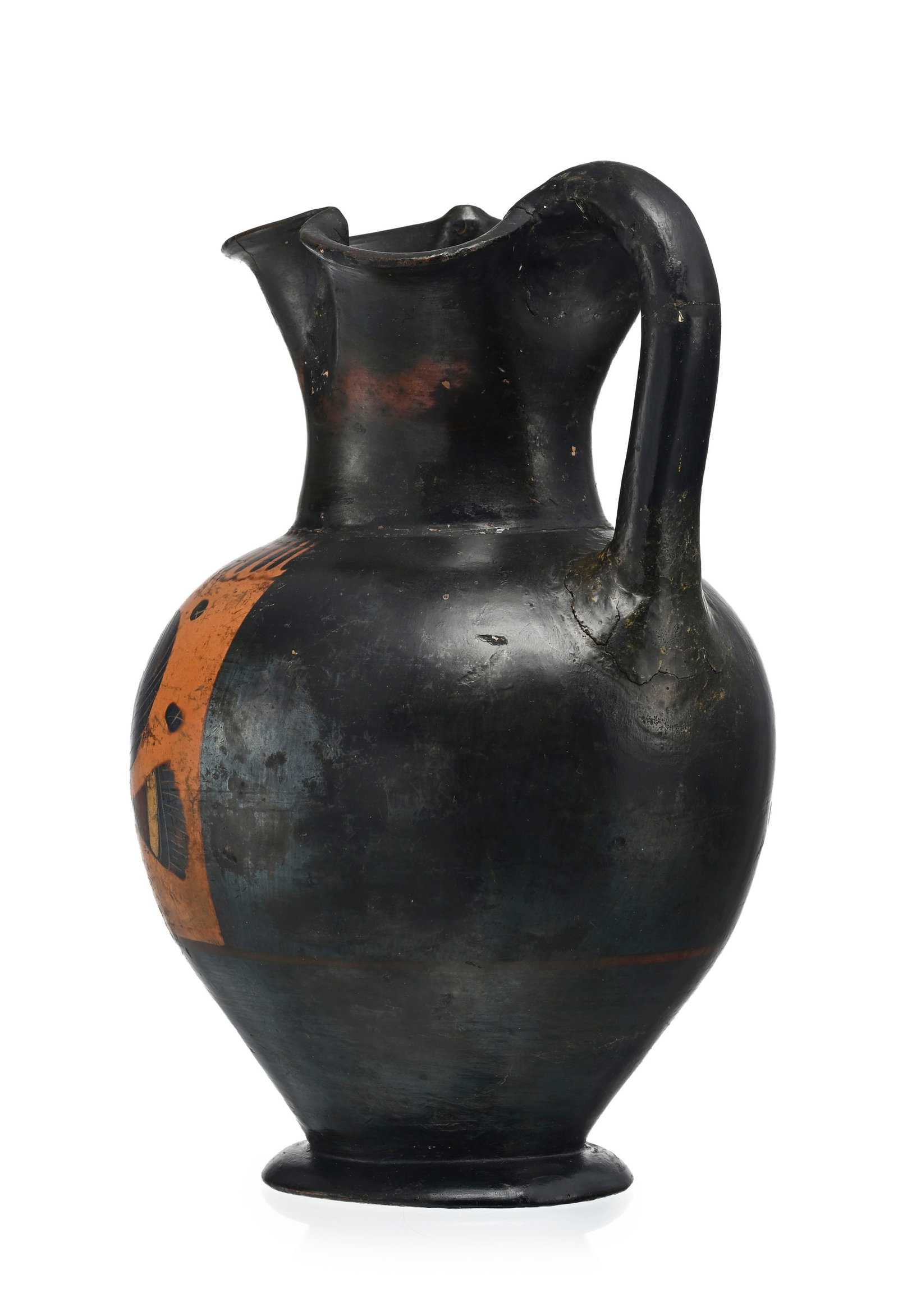 Œnochoé en terre cuite à figure noire, \~550 av. J.-C., Attique, rehauts blancs et ro - 7