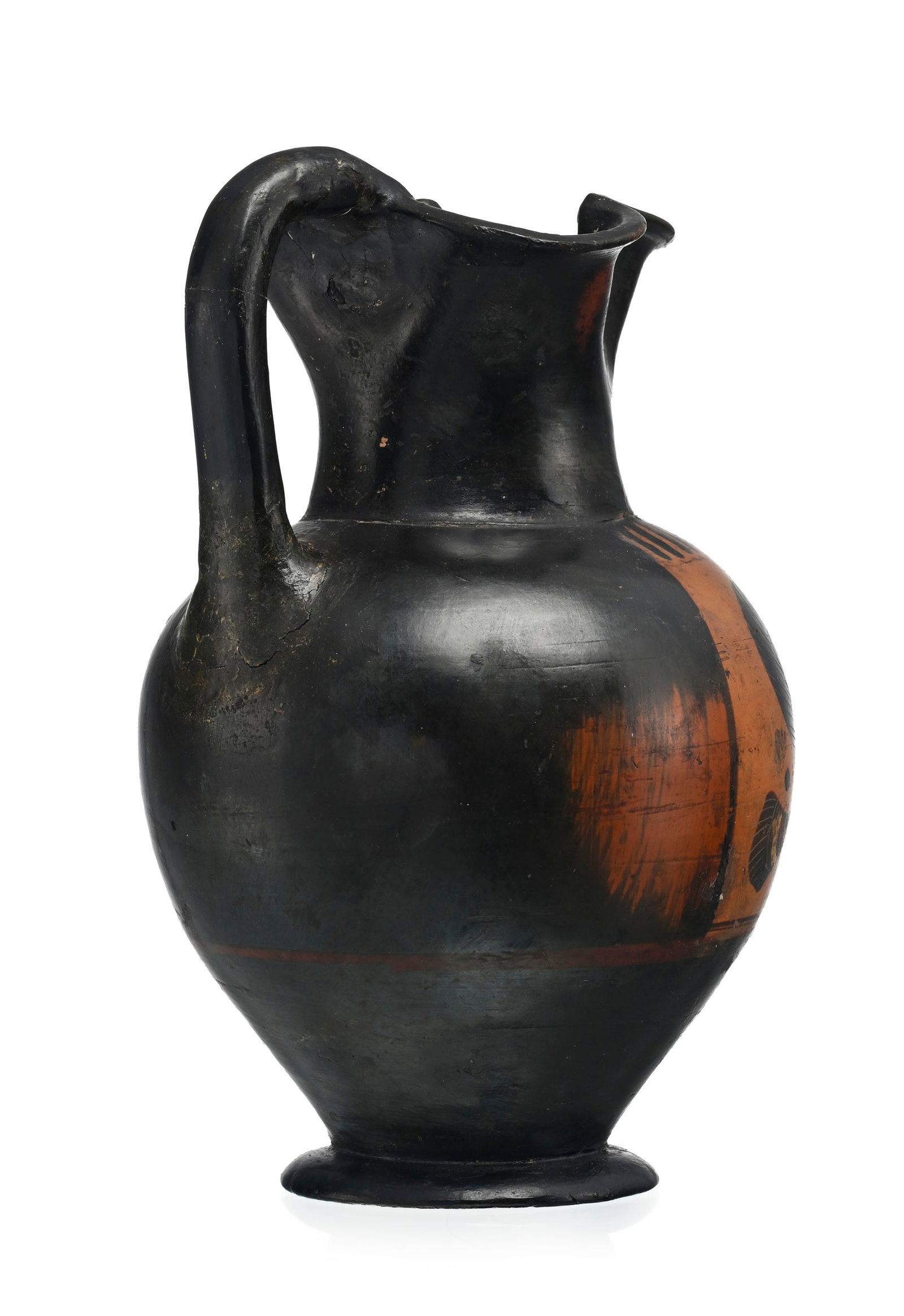 Œnochoé en terre cuite à figure noire, \~550 av. J.-C., Attique, rehauts blancs et ro - 8