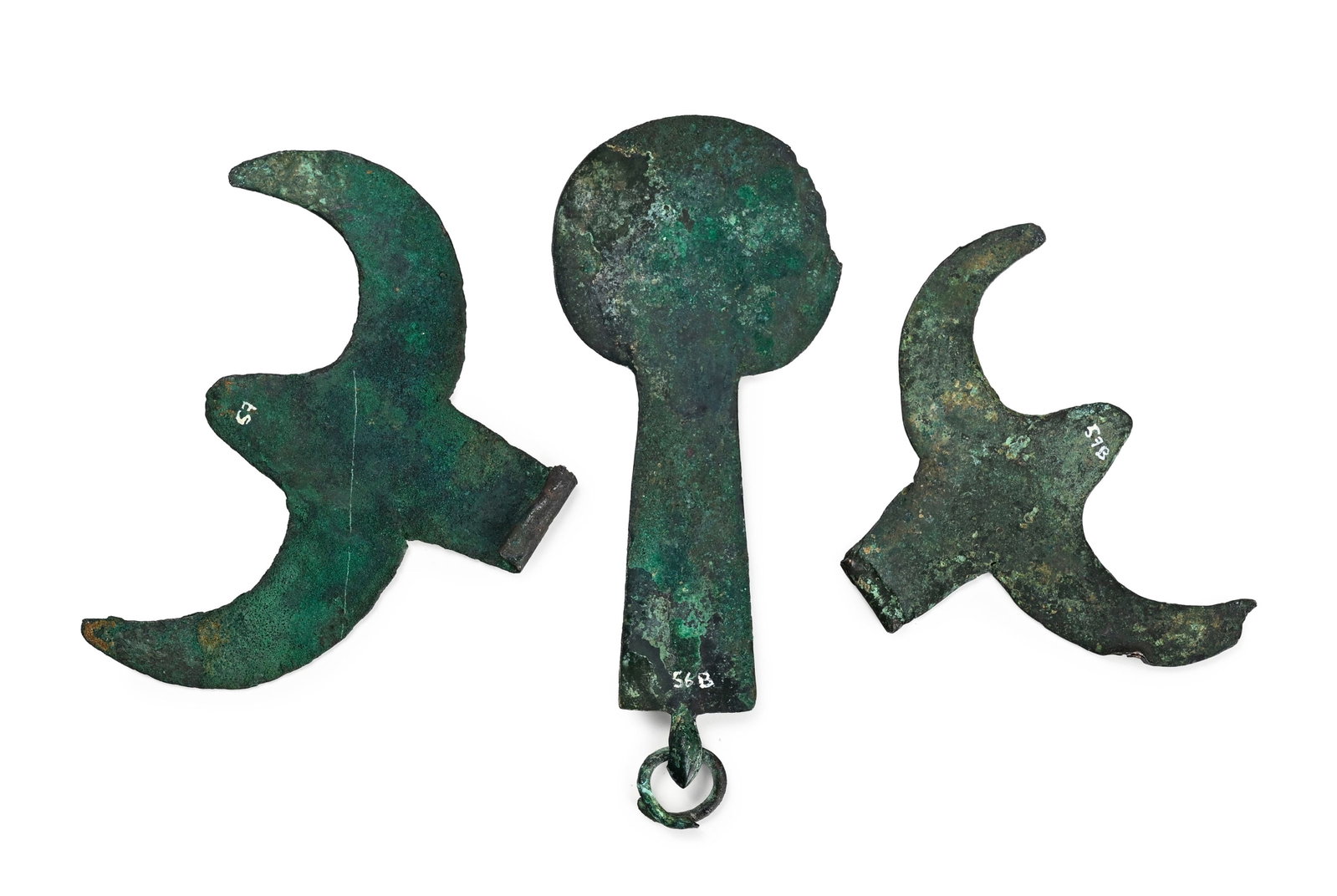 3 pendeloques d'harnachement en bronze, Luristan, fin IIe - début Ier millénaire av. J.-C. - 2