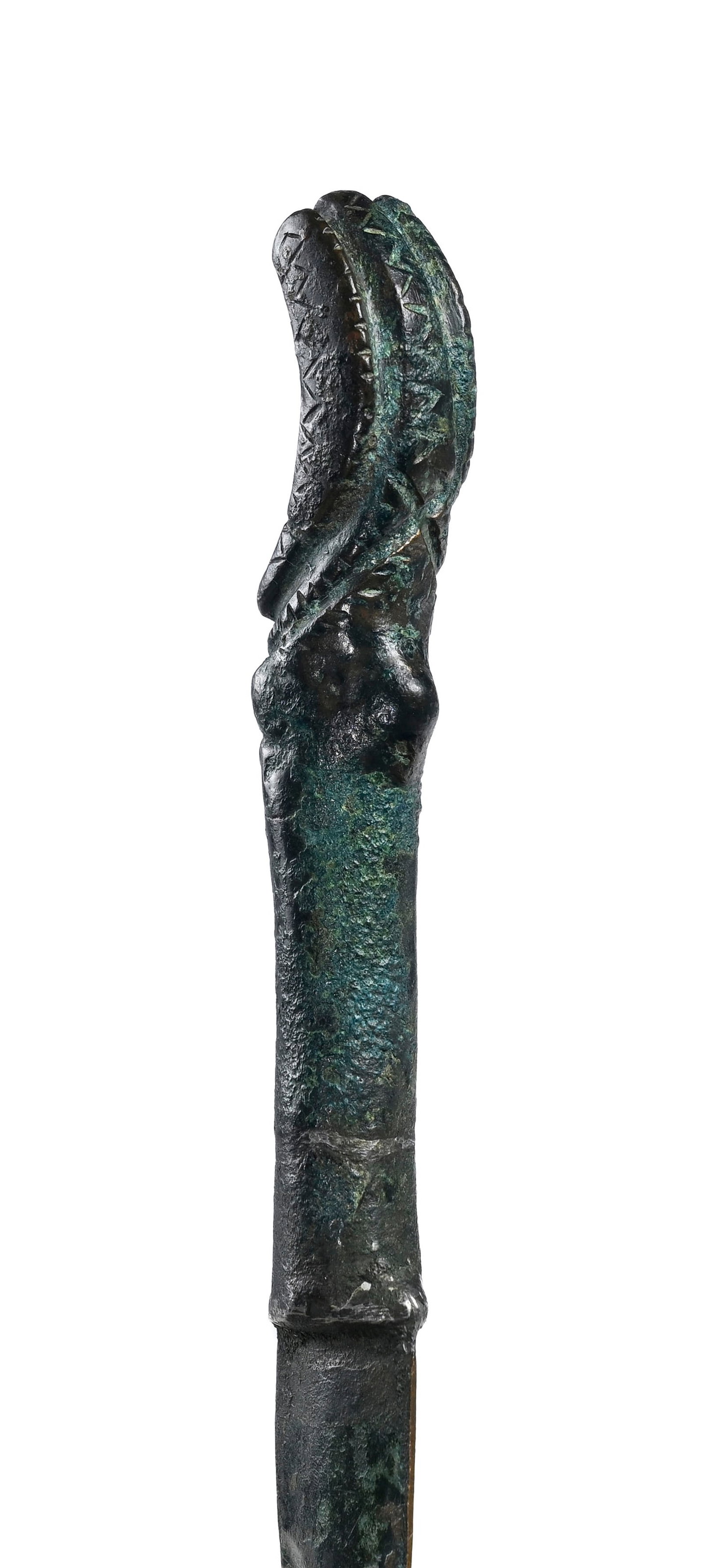Poignard fin en bronze, Luristan, \~1000 av. J.-C., poignée terminant en tête d'animal sty - 4