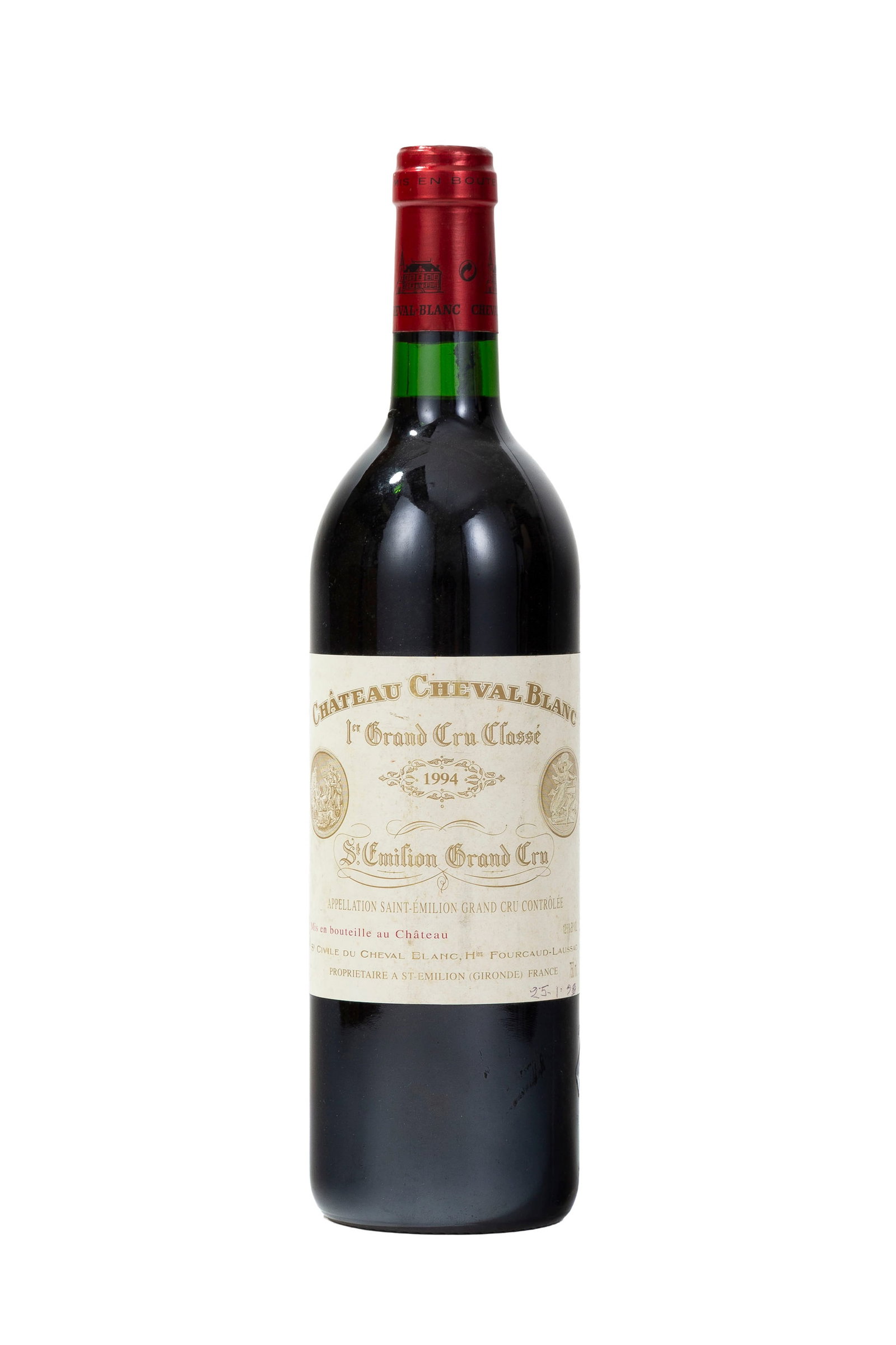 Ch. Cheval Blanc, 1994, Saint-Emilion, 1 bt.: Ch. Cheval Blanc, 1994, Saint-Emilion, 1 bt. Condition salissures et usures sur l'étiquette niveau bas goulot
