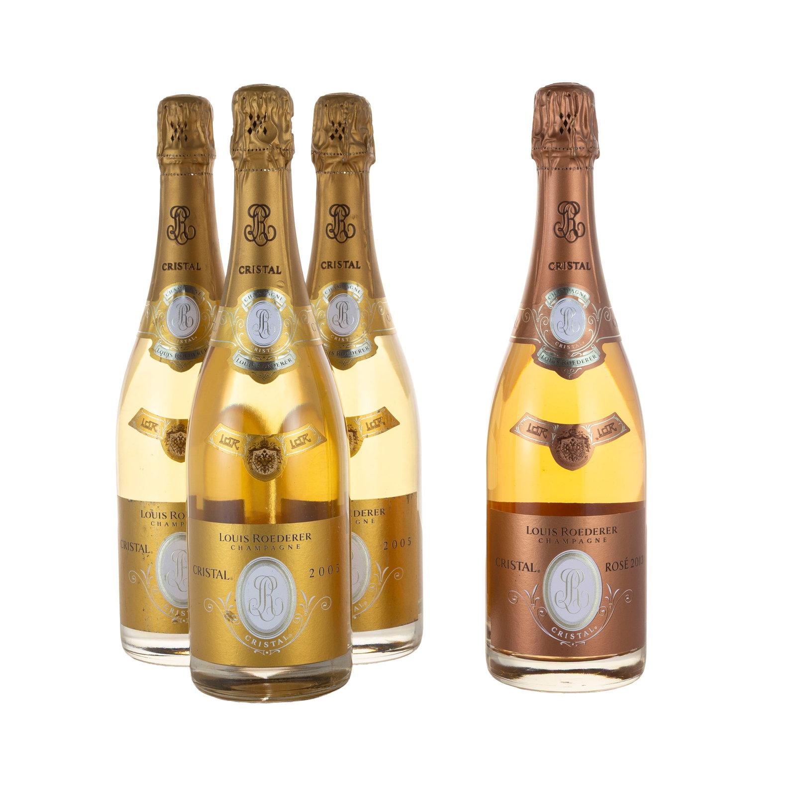 Louis Roederer, Cristal, 2005, Champagne, 3 bts Louis Roederer, Cristal rosé, 2013, Champagne (1 of 1)