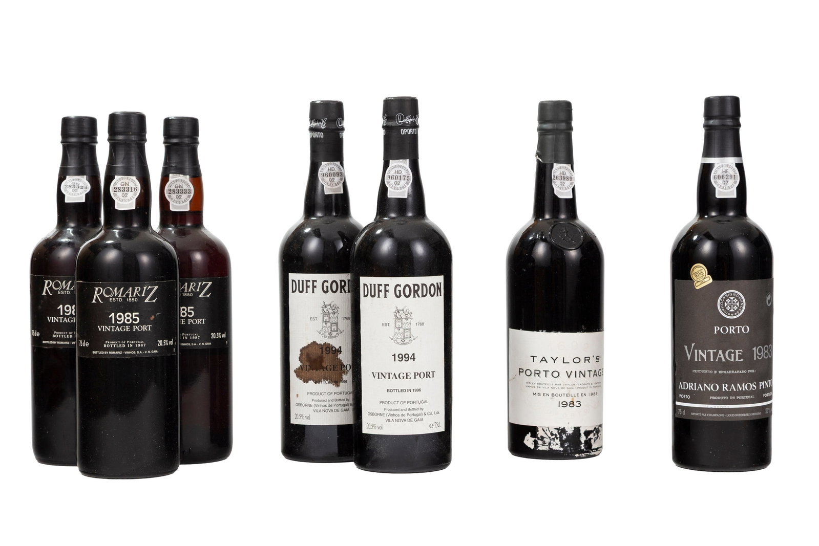 Romariz, 1985, Porto, 3 bts Taylor's, 1983, Porto, 1 bt. Duff Gordon, 1994, 2 bts Adriano Ramo: Romariz, 1985, Porto, 3 bts Taylor's, 1983, Porto, 1 bt. Duff Gordon, 1994, 2 bts Adriano Ramos Pinto, 1983, Porto, 1 bt.