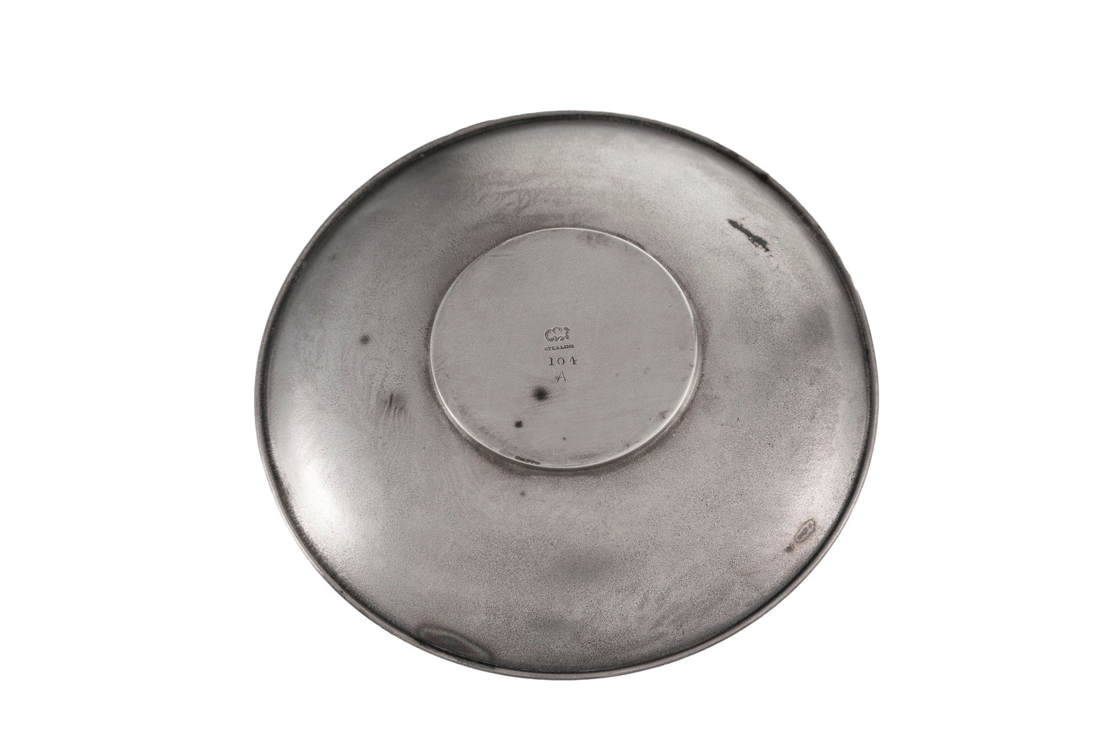 Ensemble d'1 petit plateau rectangulaire décor filets en métal argenté, 1 soucoupe St - 6