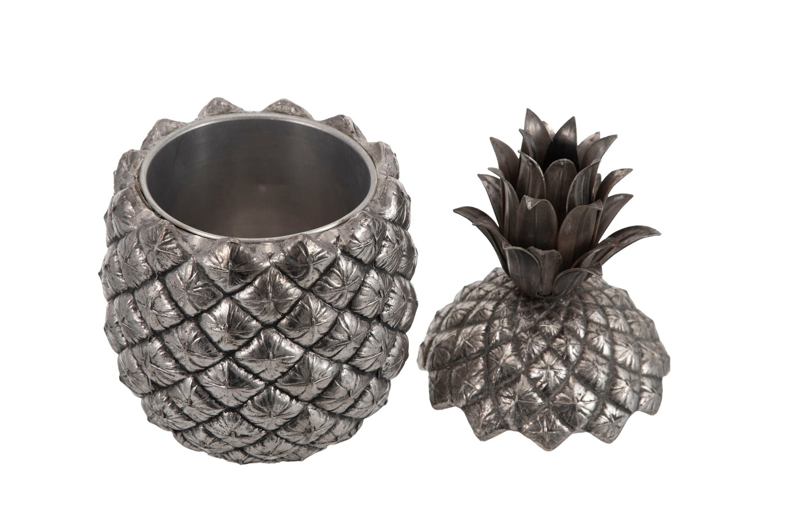Seau à glaçons ananas en métal argenté, Florence, XXe s., h. 25,5 cm - 2