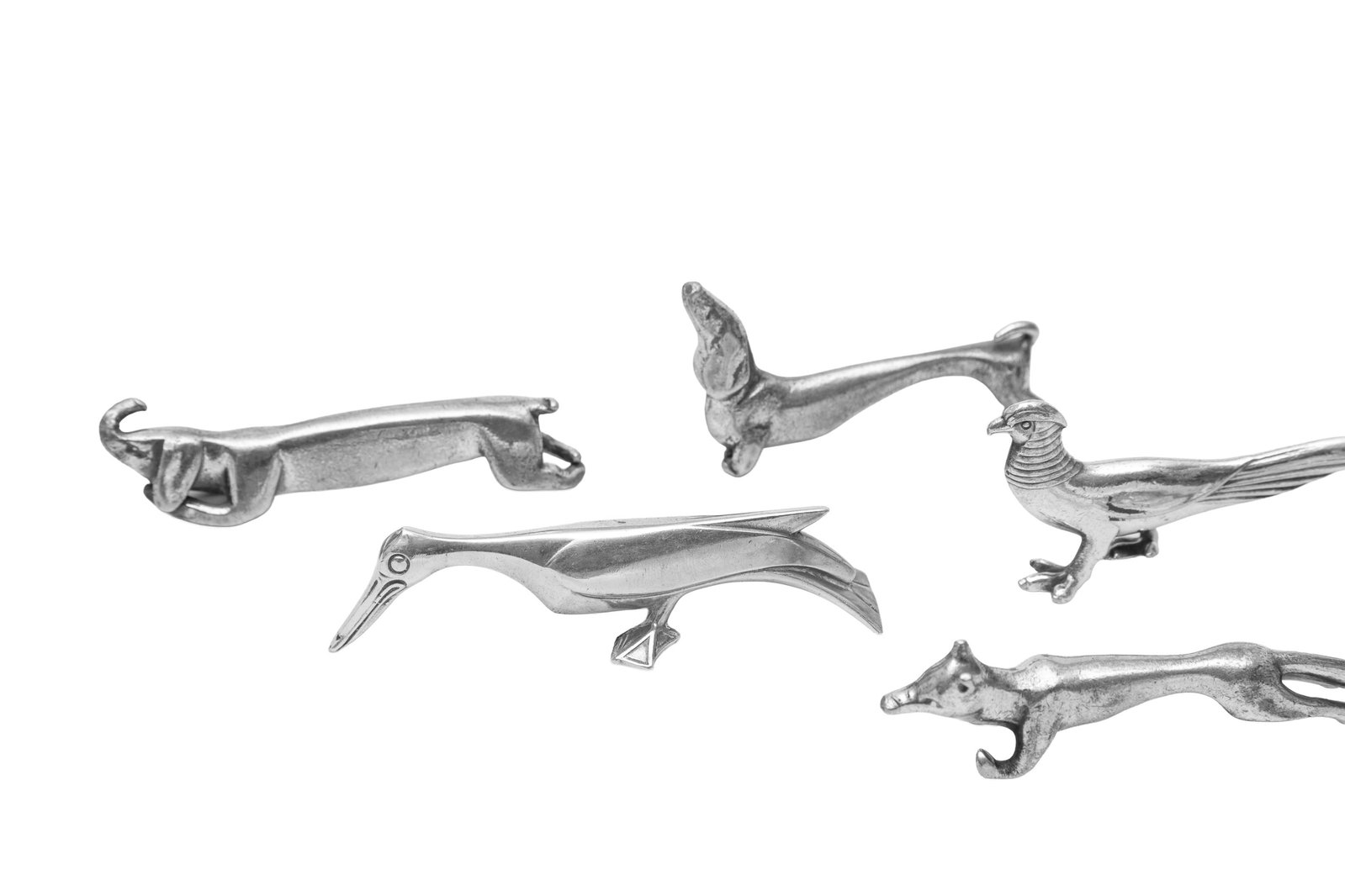 Suite de 6 porte-couteaux animaux en métal argenté, XXe s., divers poinçons dont Gall - 2