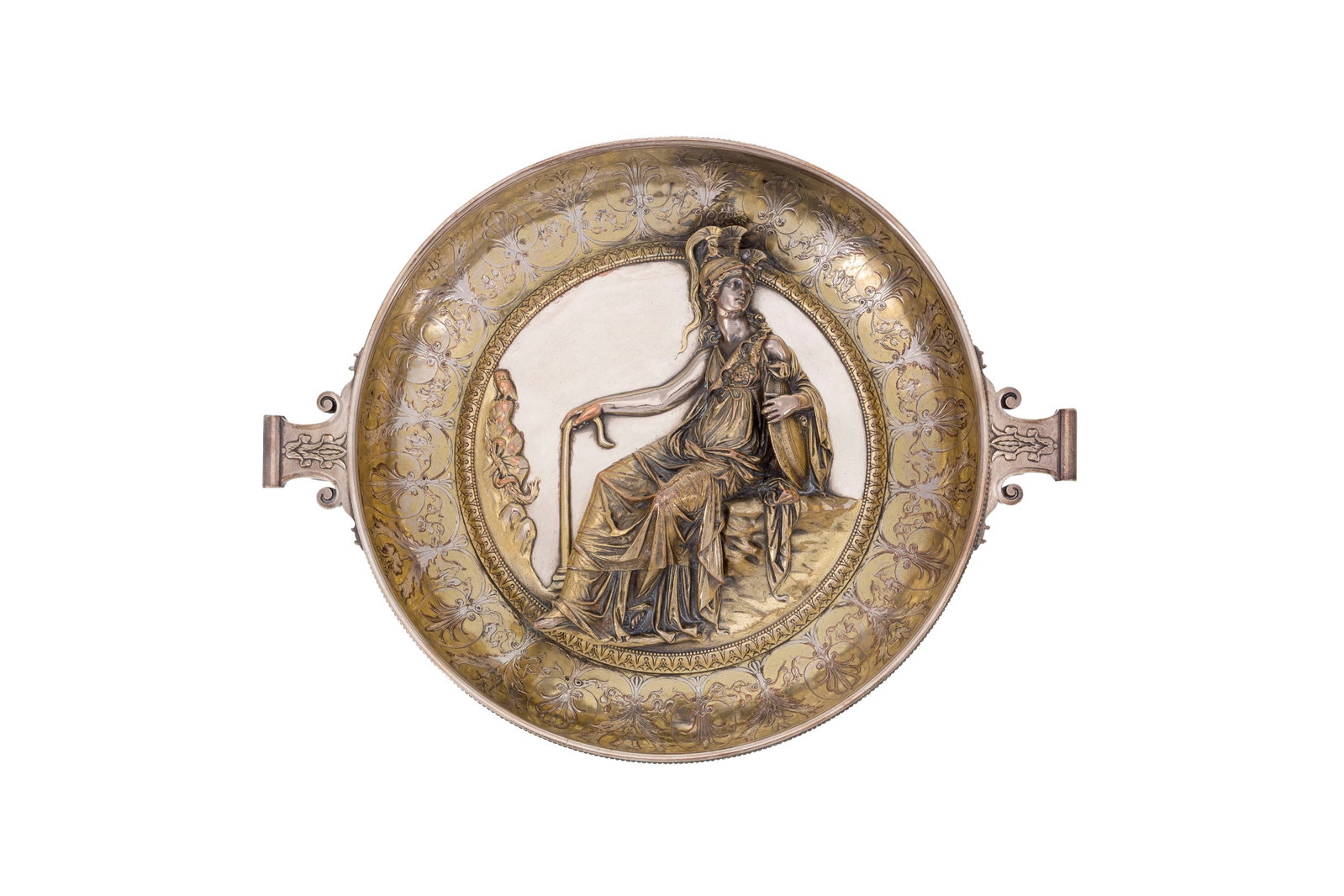 Christofle & Cie. Coupe kylix en bronze argenté et doré, finement ciselé, marli à - 2