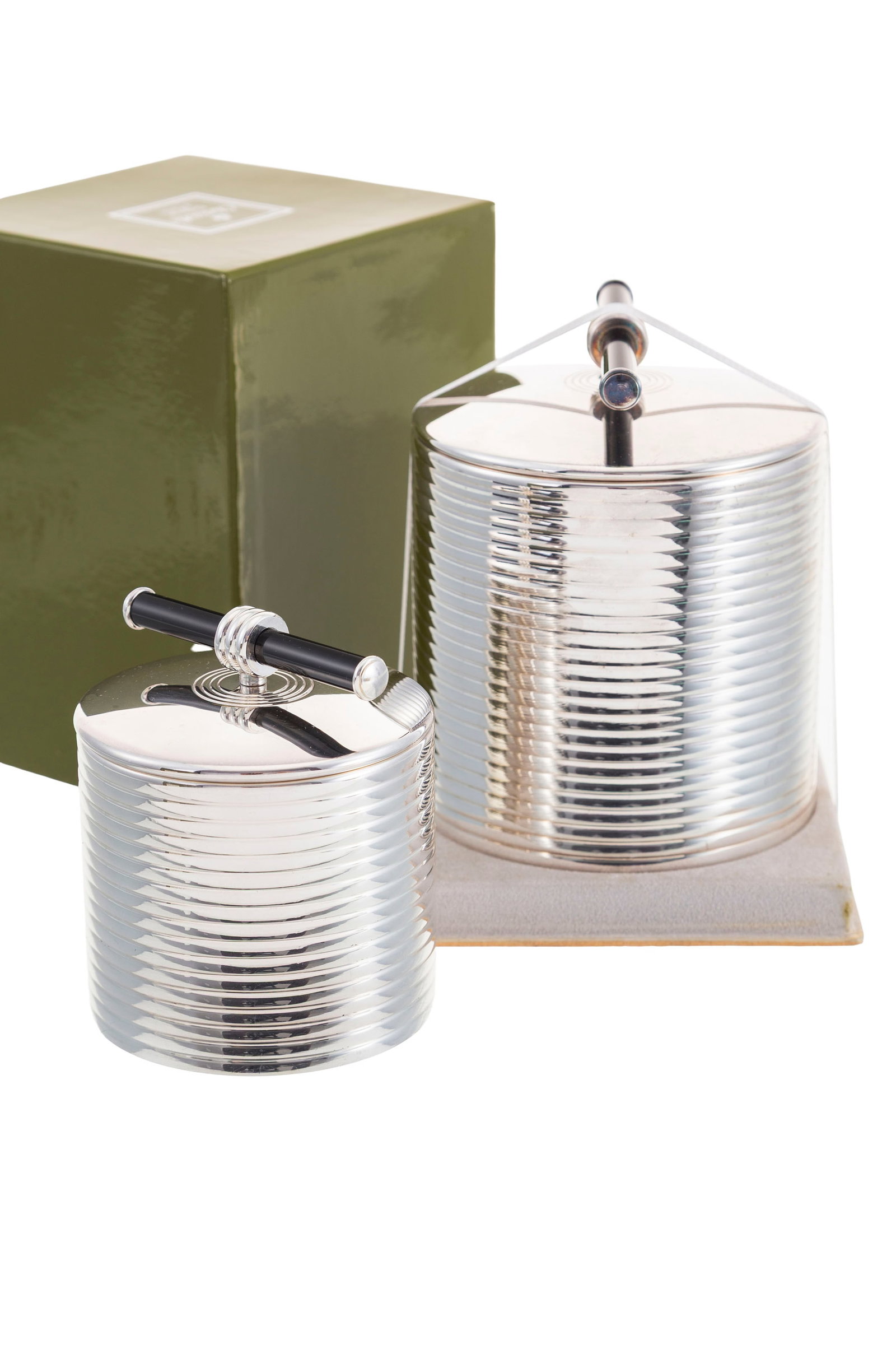 Christofle. Ensemble de 2 boîtes en métal argenté, modèle Vibration Laque de Chi - 2