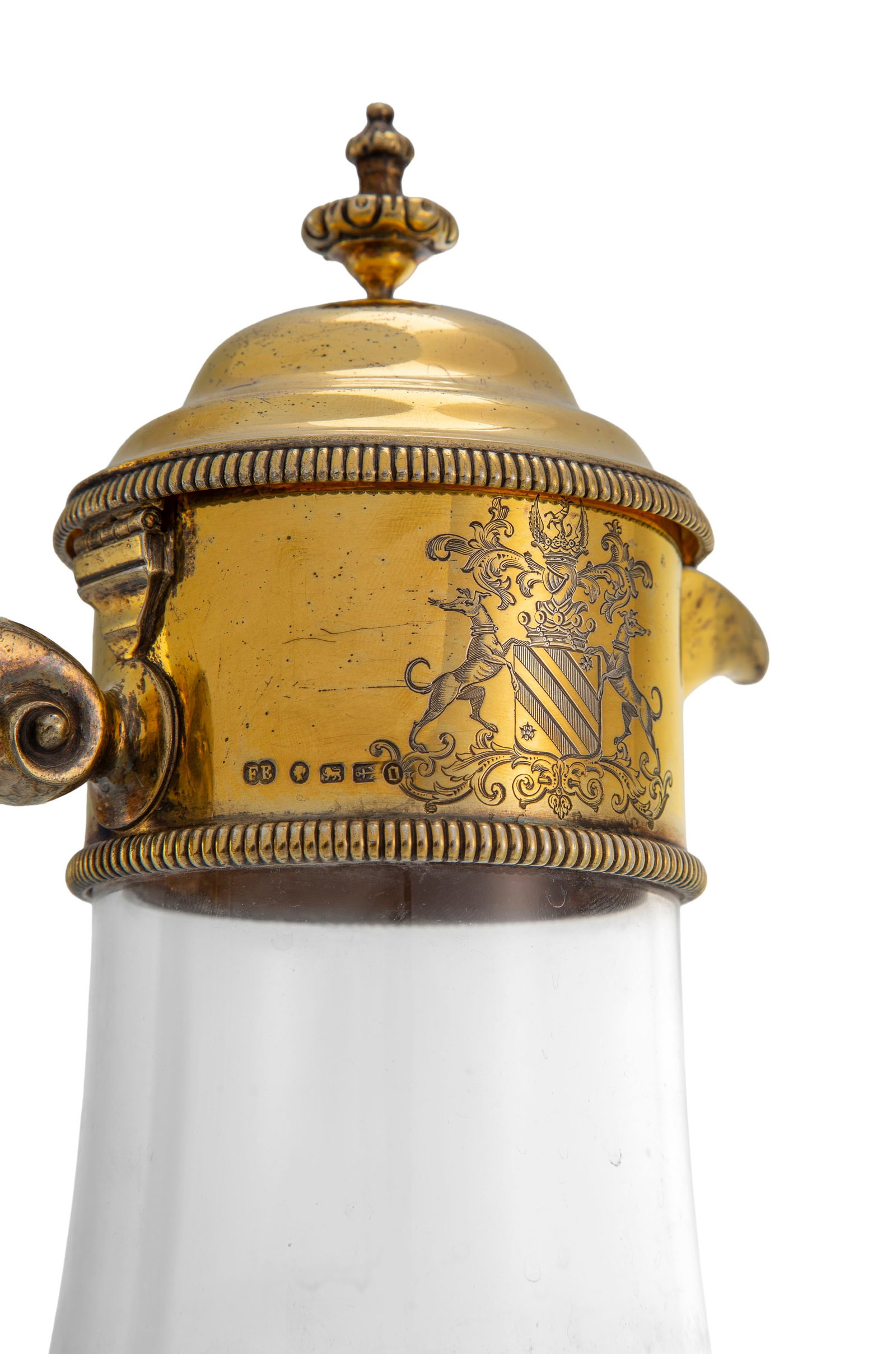 Pichet d'époque Victorienne en verre et monture en vermeil, par Elkington & Co, Birmingham, 188 - 2