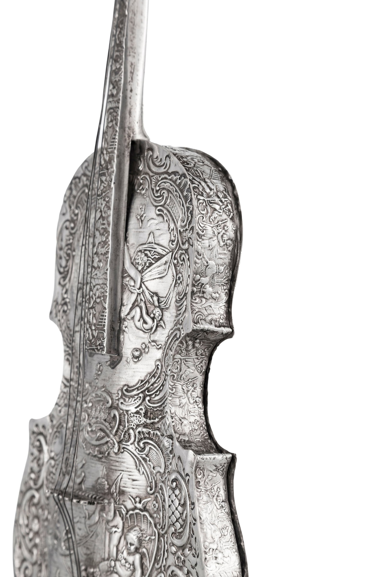 Violon en argent, par Schleissner & Söhne, Hanau, fin XIXe s., à riche décor repouss& - 5