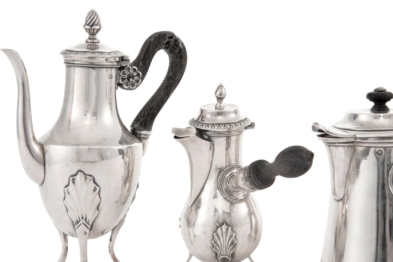 Ensemble de 4 petites verseuses en argent Coq 1er titre, Vieillard 1er titre, 2 sans poinçons,  - 2
