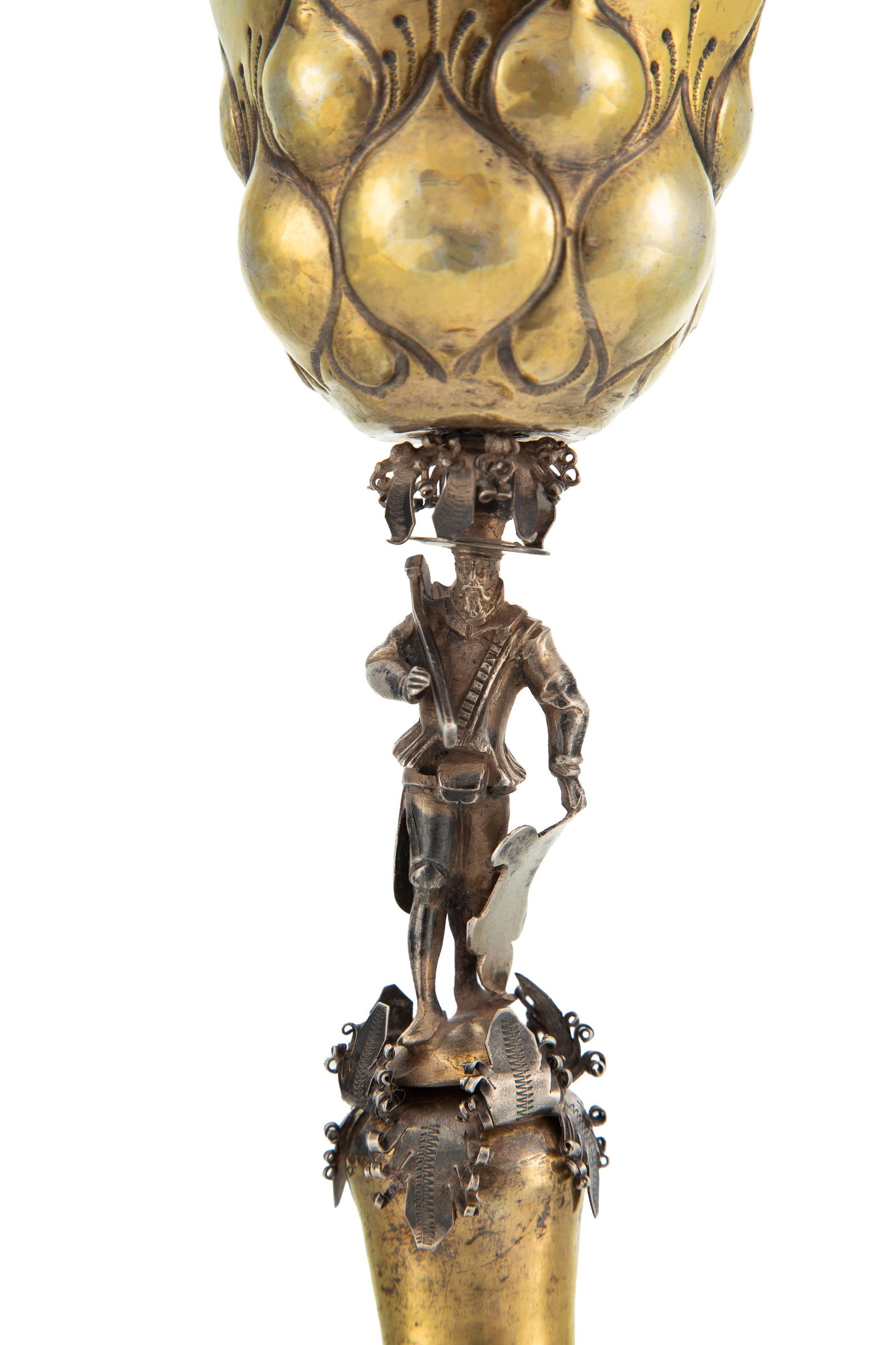 Coupe sur pied en vermeil, par Samuel Klemm, Freiberg, moitié XVIIe s., à décor de cu - 2