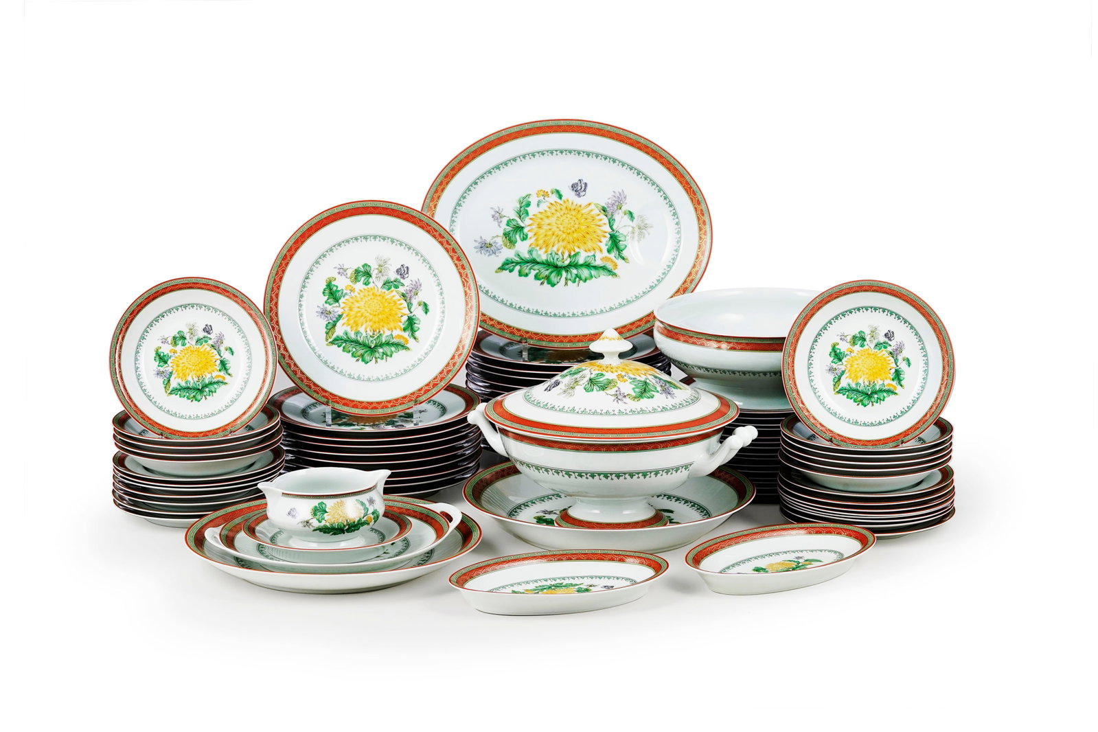 Haviland. Service à dîner en porcelaine de Limoges, Pâte Céladon "Chrysanthè (1 of 3)