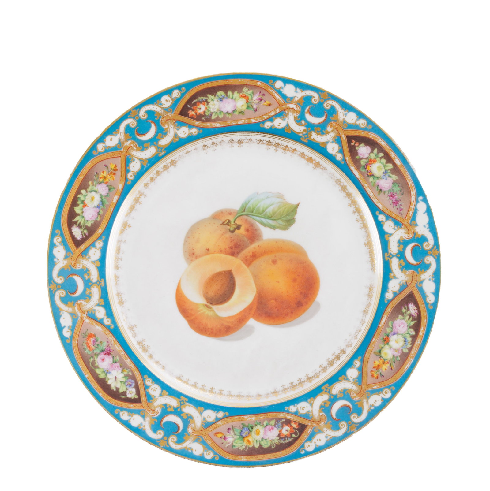 Sèvres. Suite de 10 assiettes en porcelaine, 1857-58, à décor polychrome et or de fru - 10