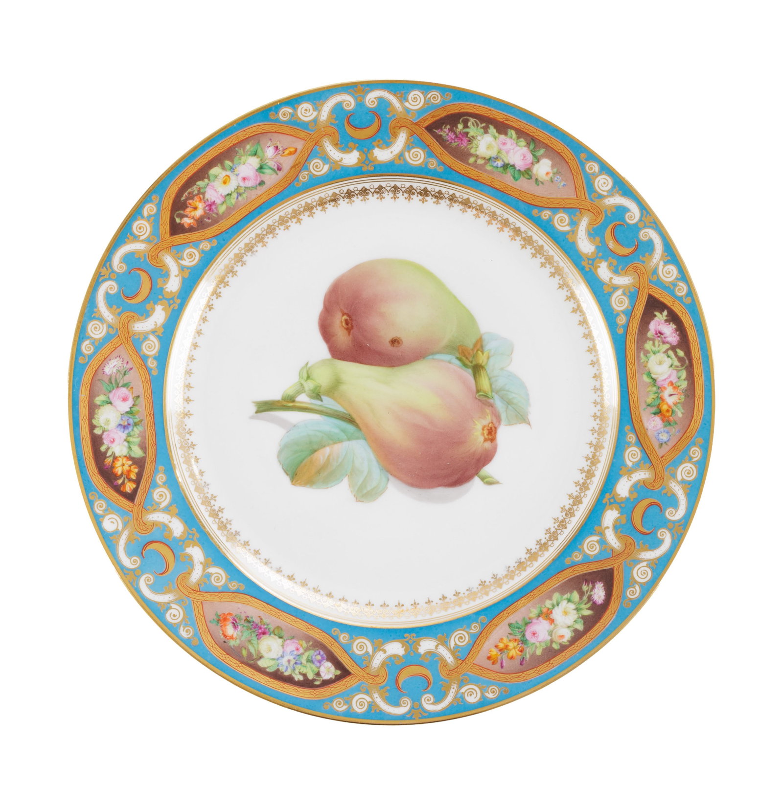 Sèvres. Suite de 10 assiettes en porcelaine, 1857-58, à décor polychrome et or de fru - 11