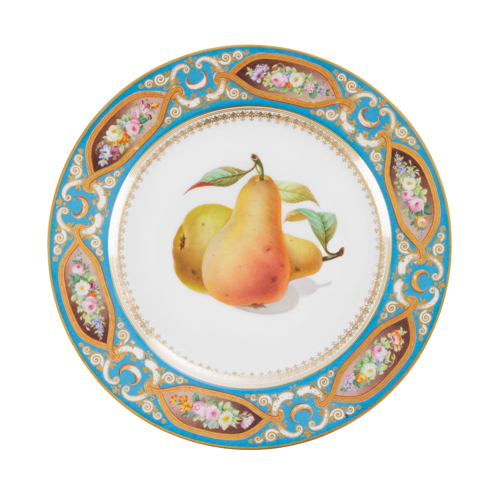Sèvres. Suite de 10 assiettes en porcelaine, 1857-58, à décor polychrome et or de fru - 12