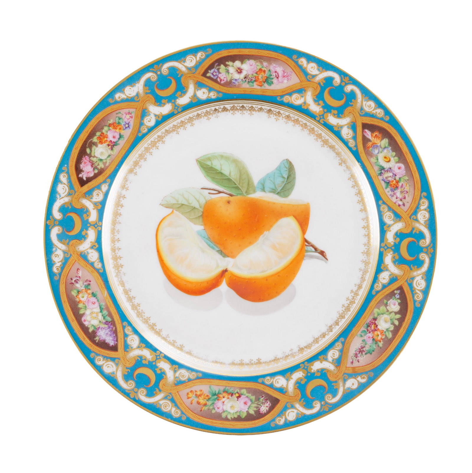 Sèvres. Suite de 10 assiettes en porcelaine, 1857-58, à décor polychrome et or de fru - 4