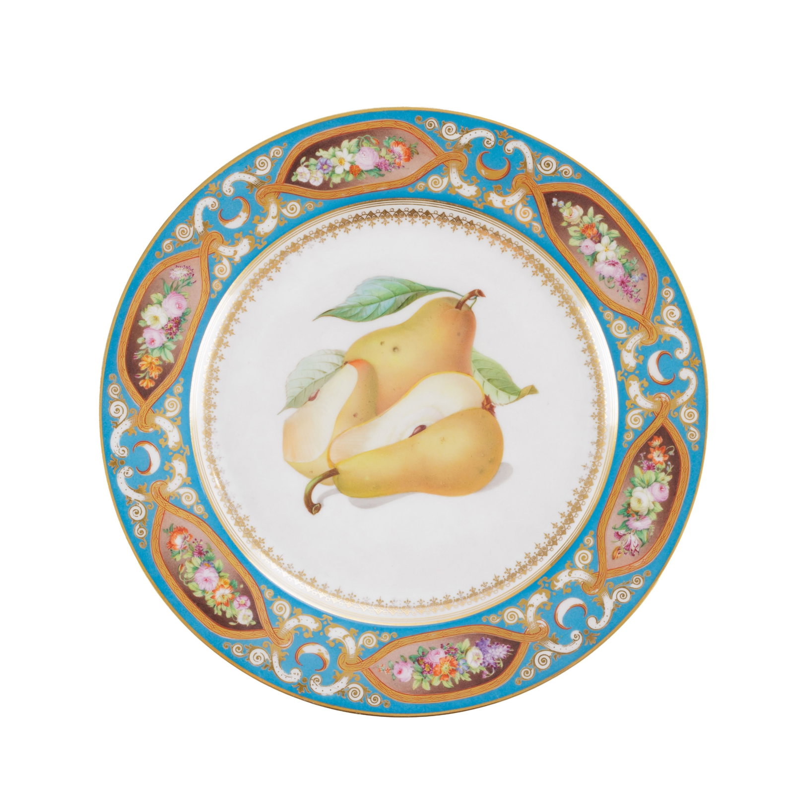 Sèvres. Suite de 10 assiettes en porcelaine, 1857-58, à décor polychrome et or de fru - 7