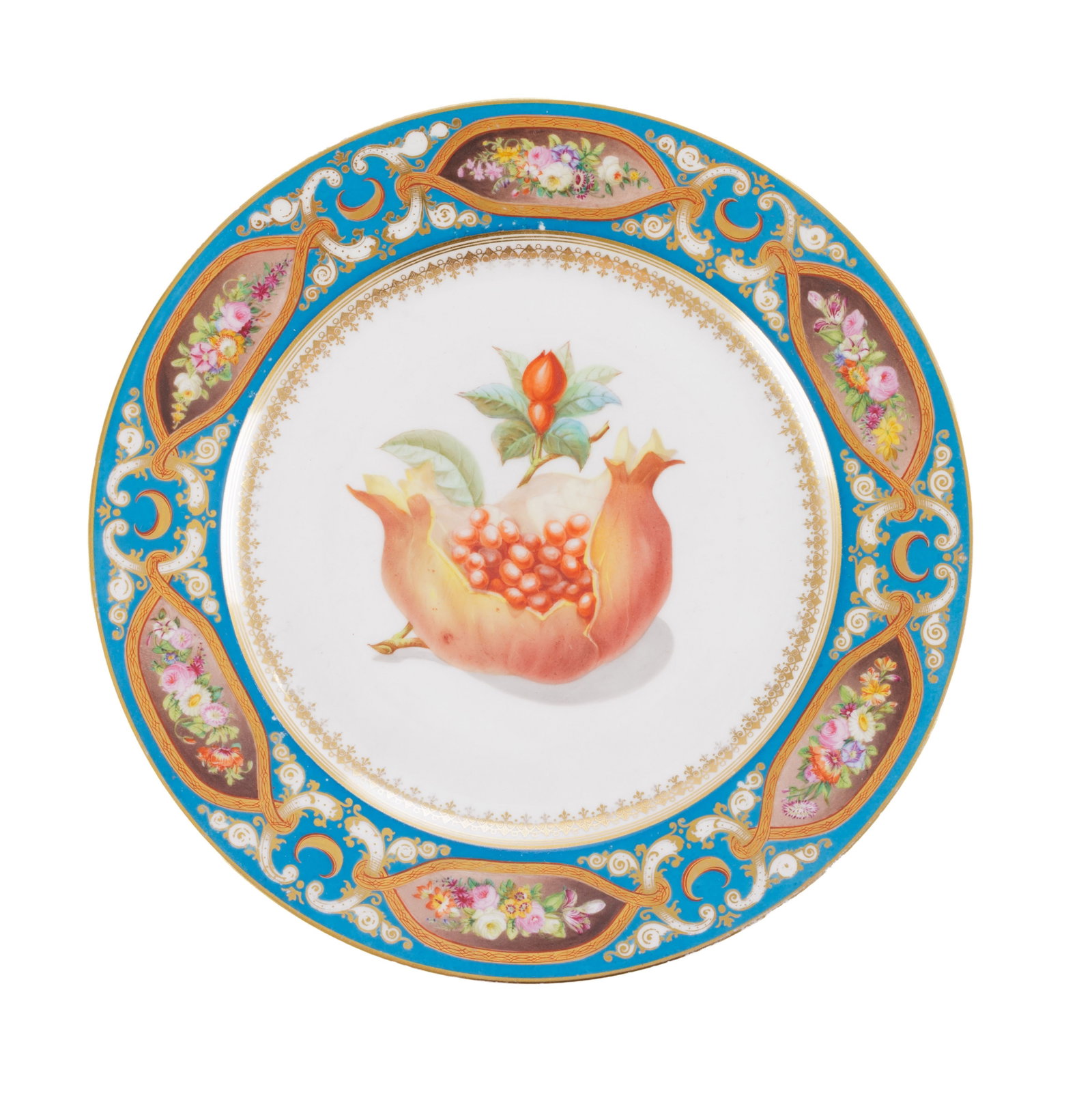 Sèvres. Suite de 10 assiettes en porcelaine, 1857-58, à décor polychrome et or de fru - 9