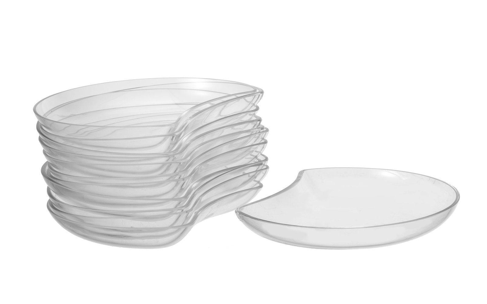 Lalique France. Suite de 12 assiettes à salade en verre, modèle Antibes, signées, lon: Lalique France. Suite de 12 assiettes à salade en verre, modèle Antibes, signées, long. 16 cm