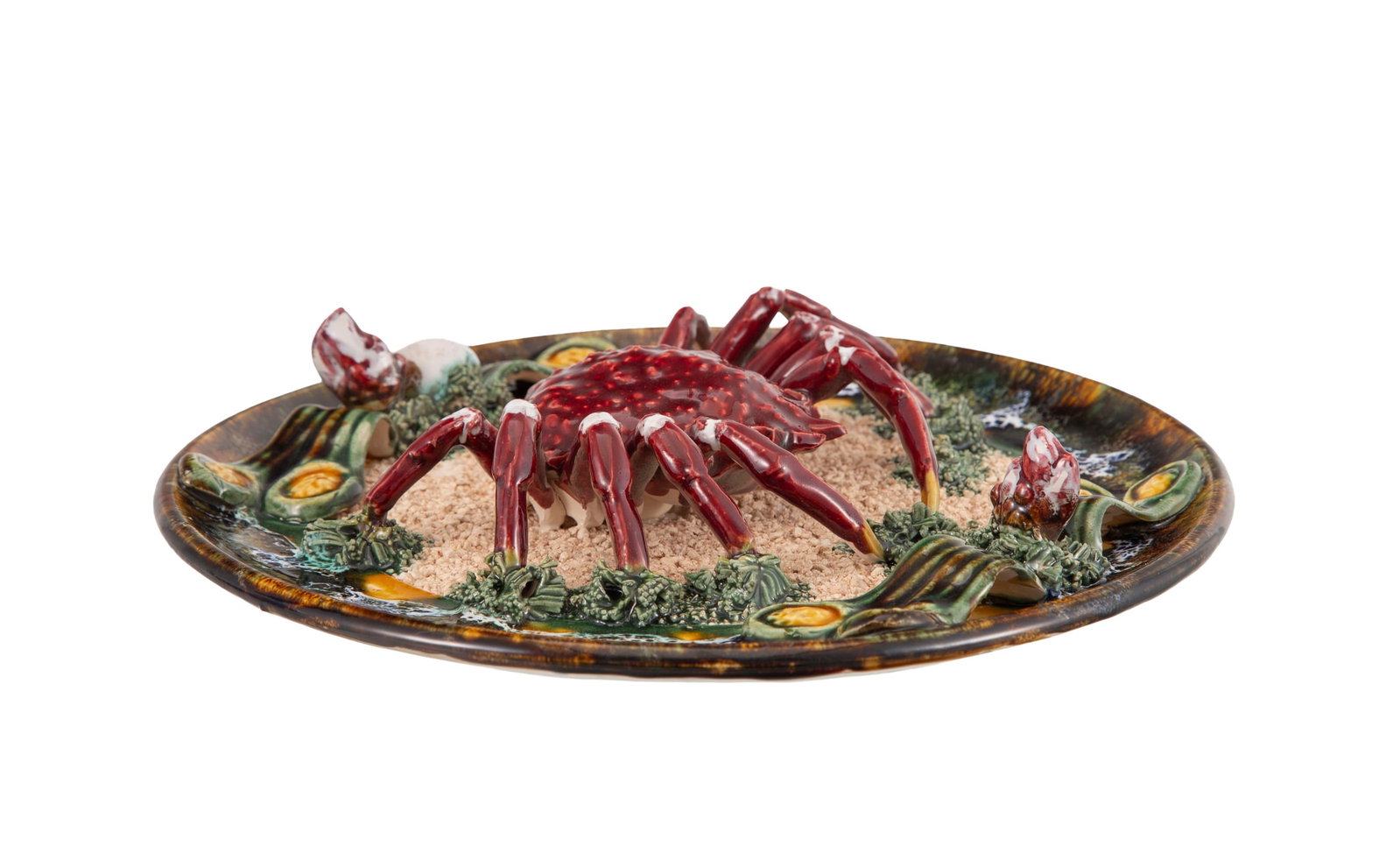Plat en céramique, Mendes, Portugal, fin XXe s., à motif de crabe, diam. 30 cm - 2