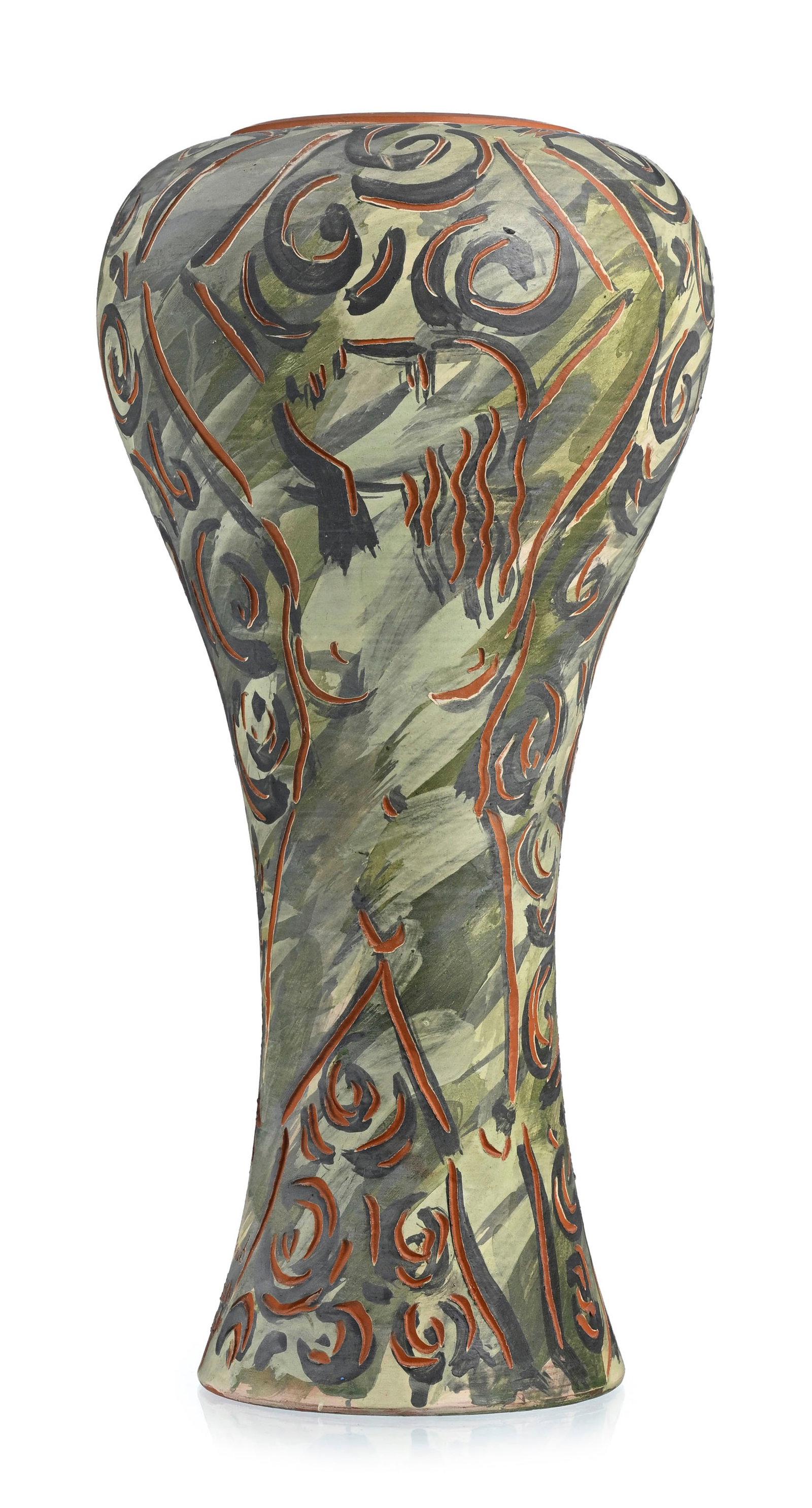 Vase en terre cuite peinte, par Patrick Bocca Rossa et Marc Piano, Vallauris, XXe s., à dé - 2