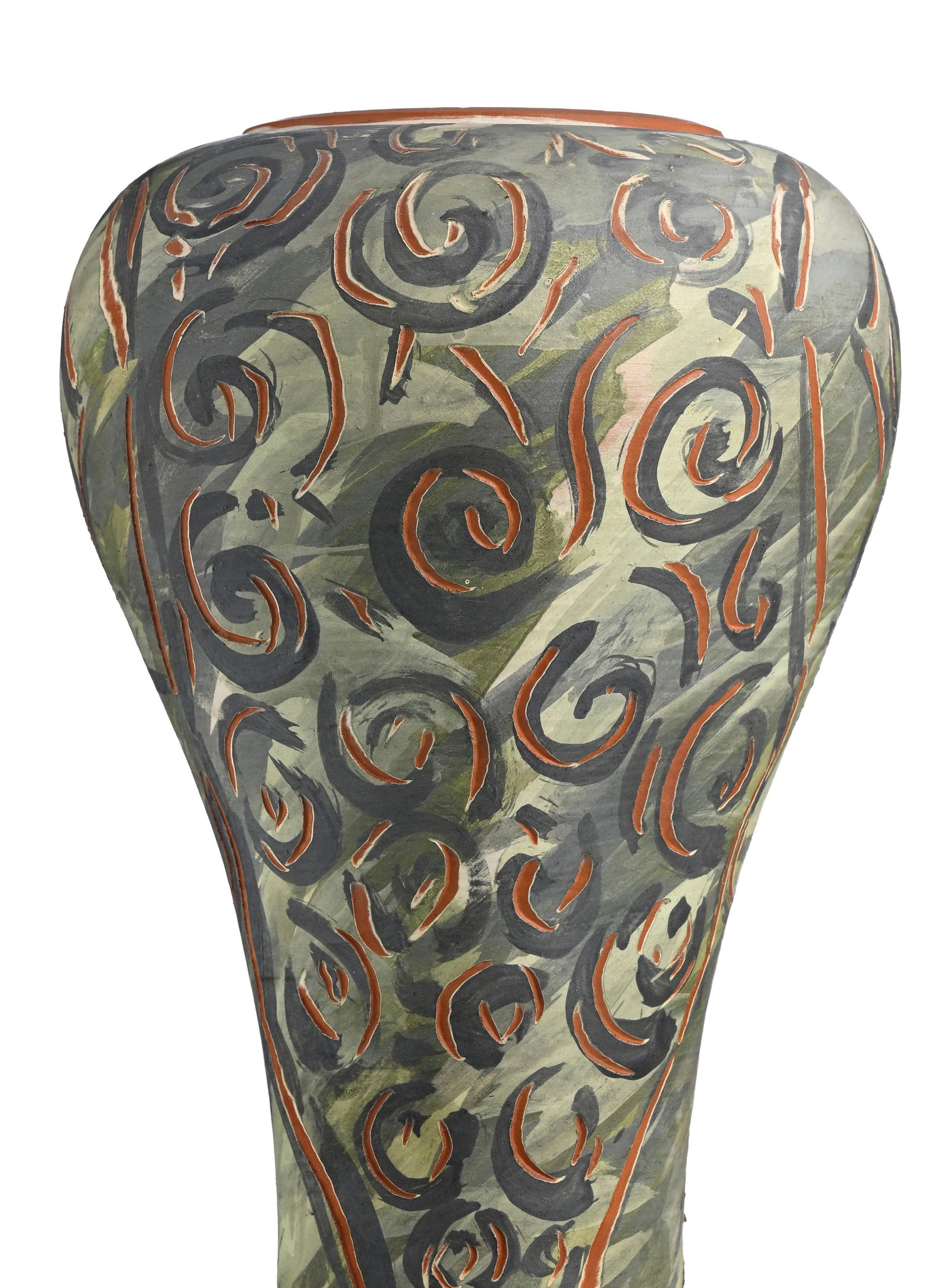 Vase en terre cuite peinte, par Patrick Bocca Rossa et Marc Piano, Vallauris, XXe s., à dé - 4
