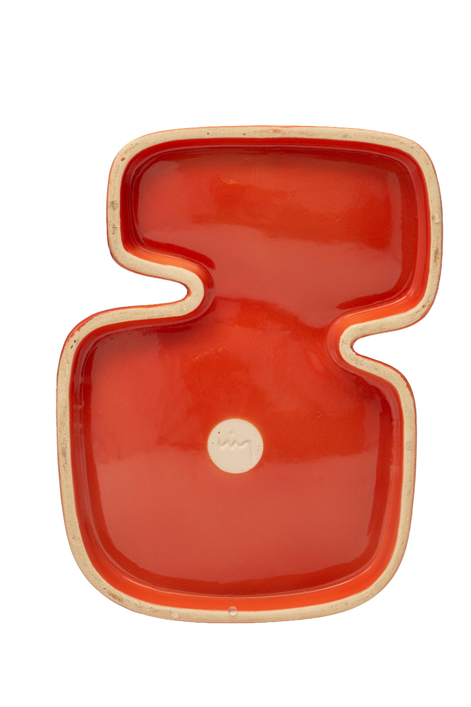 Plateau Bicephale par India Mahdavi (né en 1962), en céramique émaillée orange,  - 2