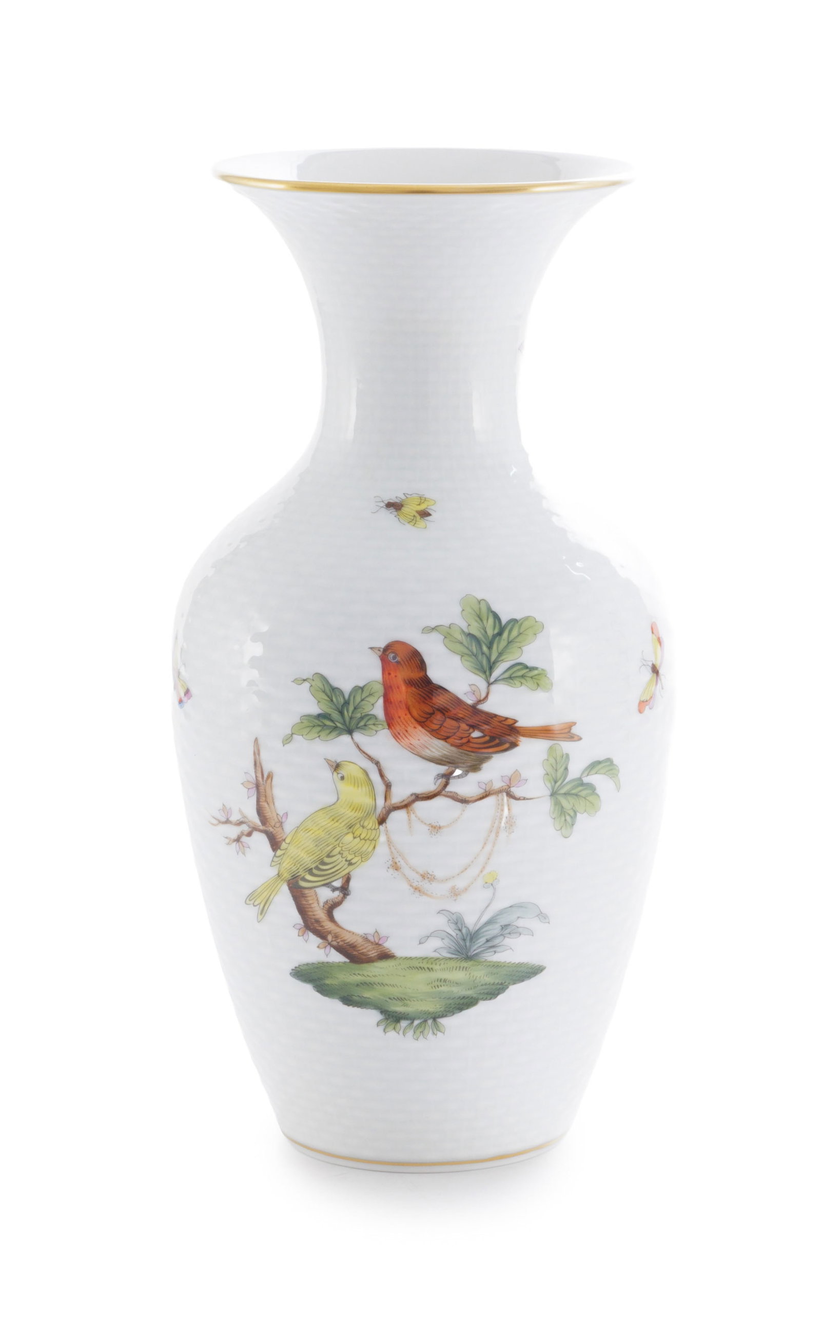 Herend. Vase balustre en porcelaine, XXe s., modèle Rothschild, h. 25 cm: Herend. Vase balustre en porcelaine, XXe s., modèle Rothschild, h. 25 cm