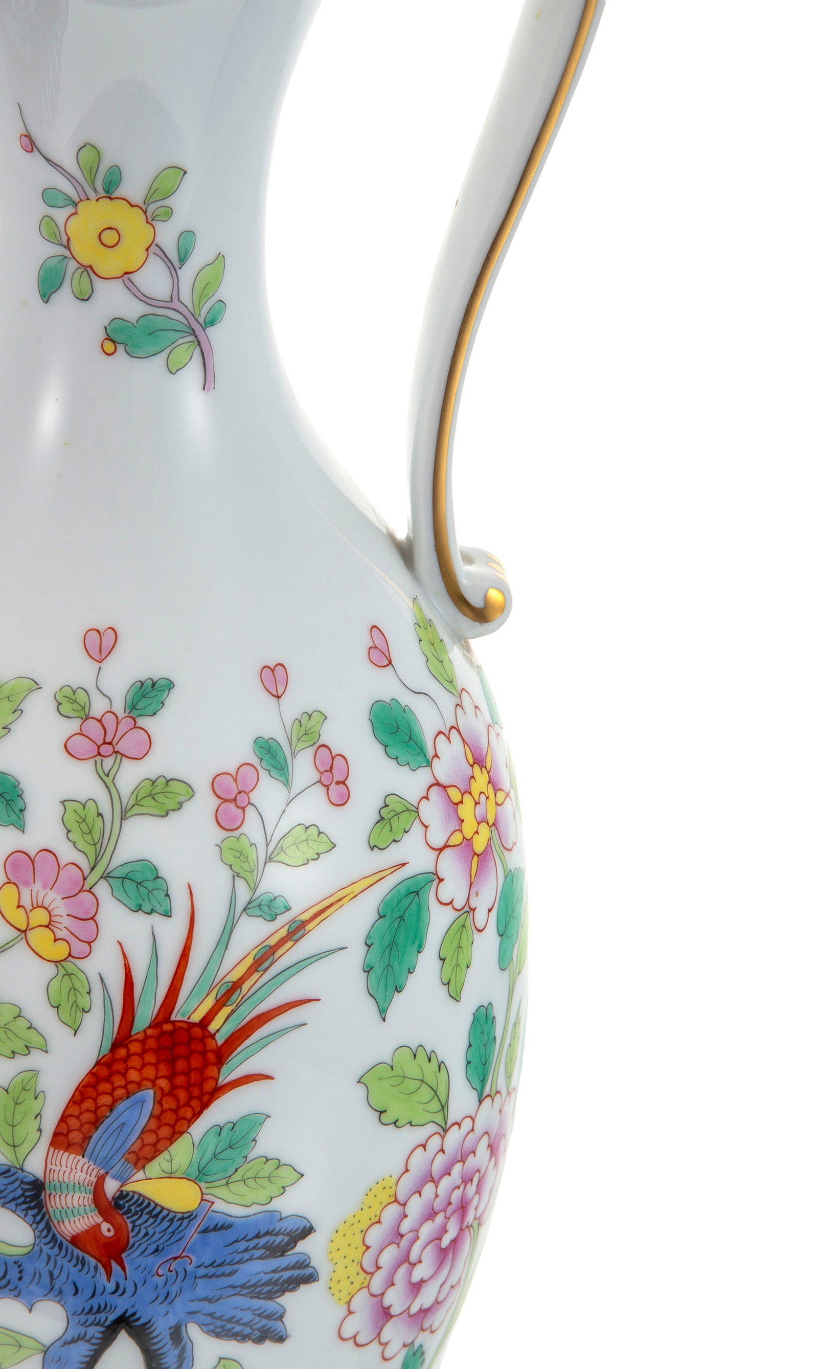 Herend. Ensemble d'1 vase Paon de Peking et 1 coupe ajourée Enamel Rose en porcelaine, XXe s.,  - 2