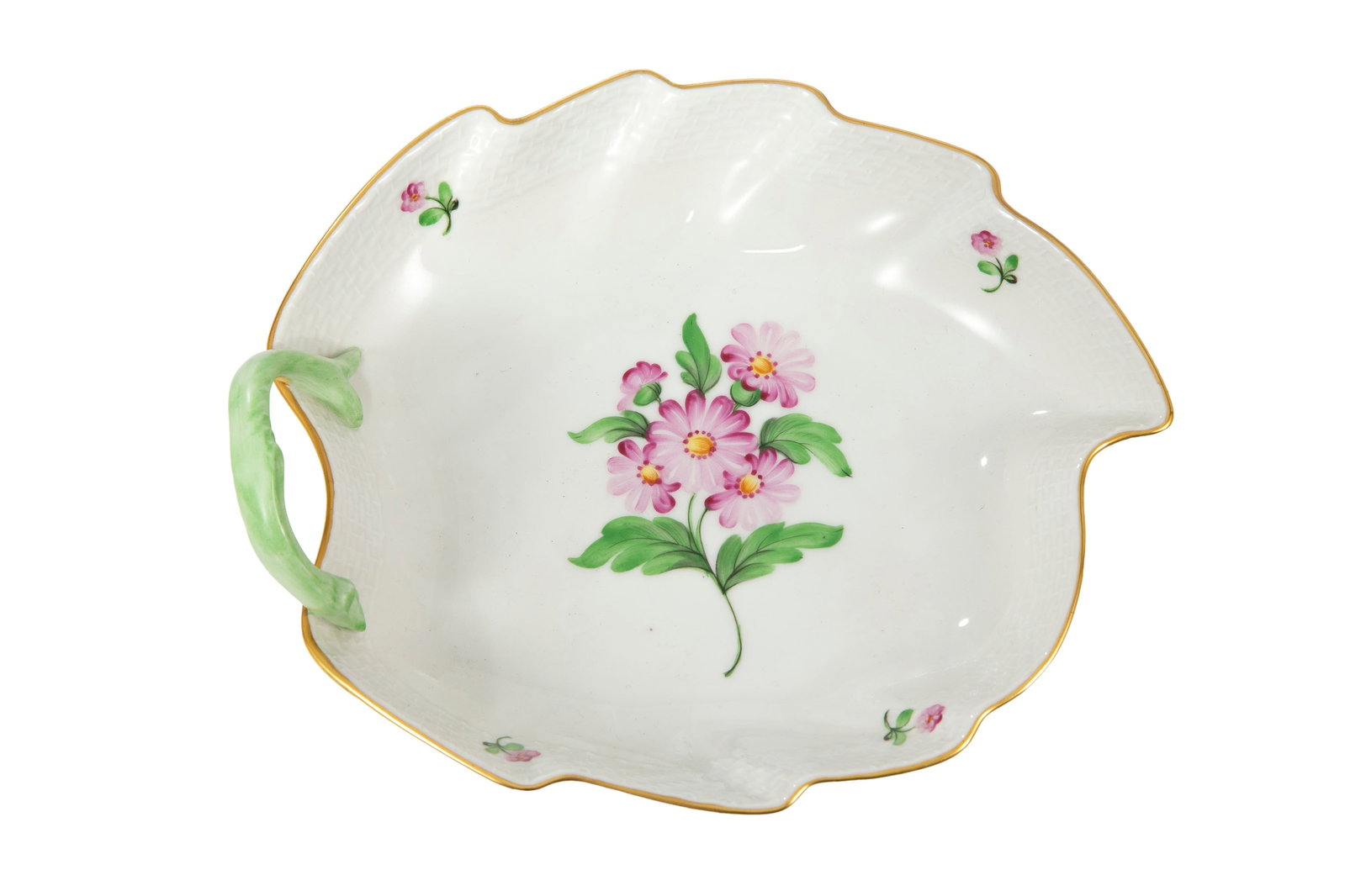 Herend. Ensemble de 4 boîtes et 1 coupelle feuille en porcelaine, XXe s., à décor pol - 3