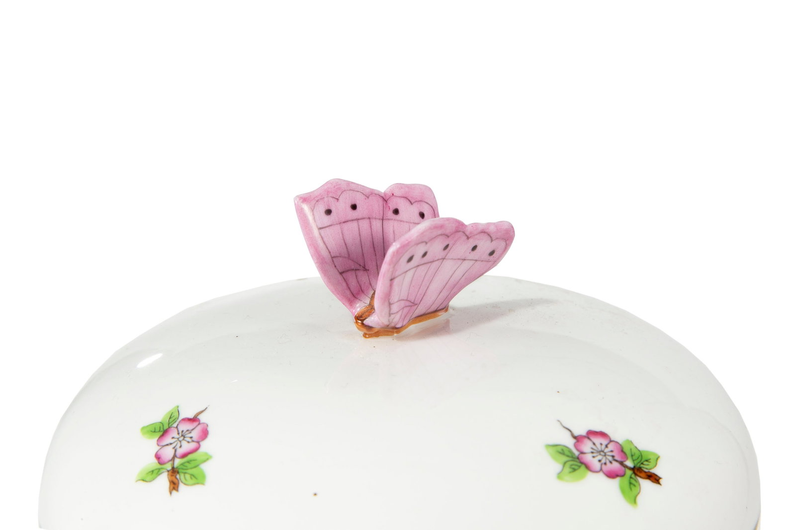 Herend. Ensemble de 4 boîtes et 1 coupelle feuille en porcelaine, XXe s., à décor pol - 4