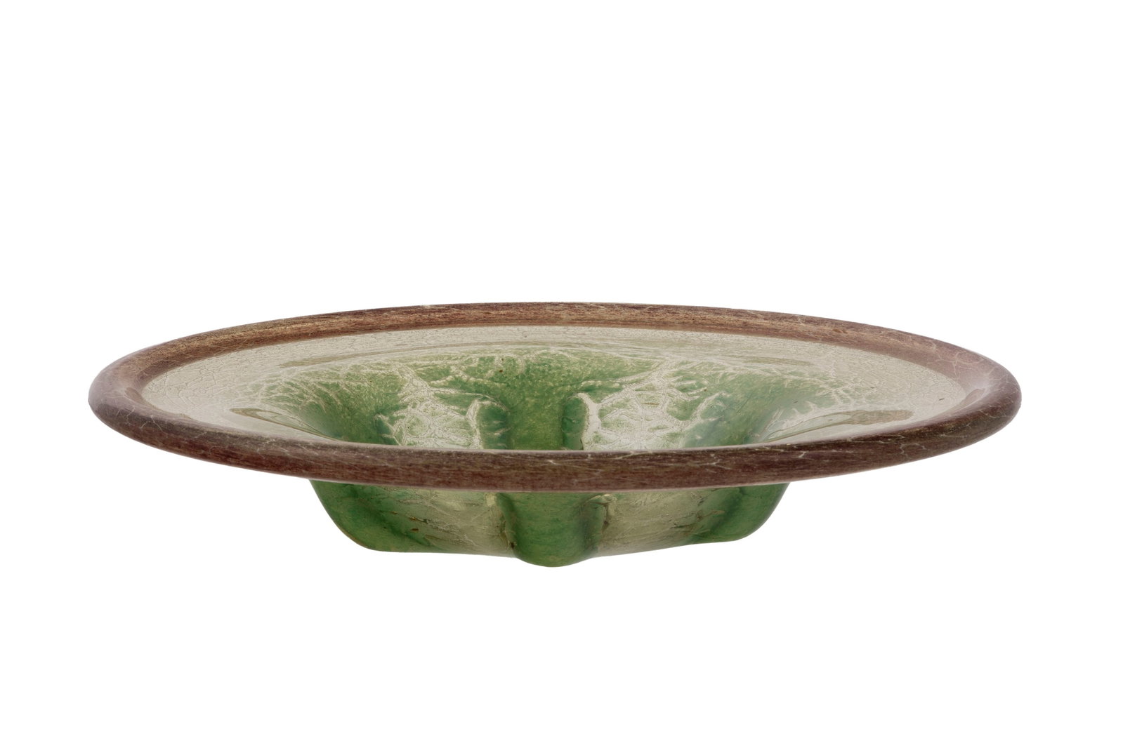Coupe en verre multicouche, XXe s., à décor abstrait, diam. 47 cm: Coupe en verre multicouche, XXe s., à décor abstrait, diam. 47 cm