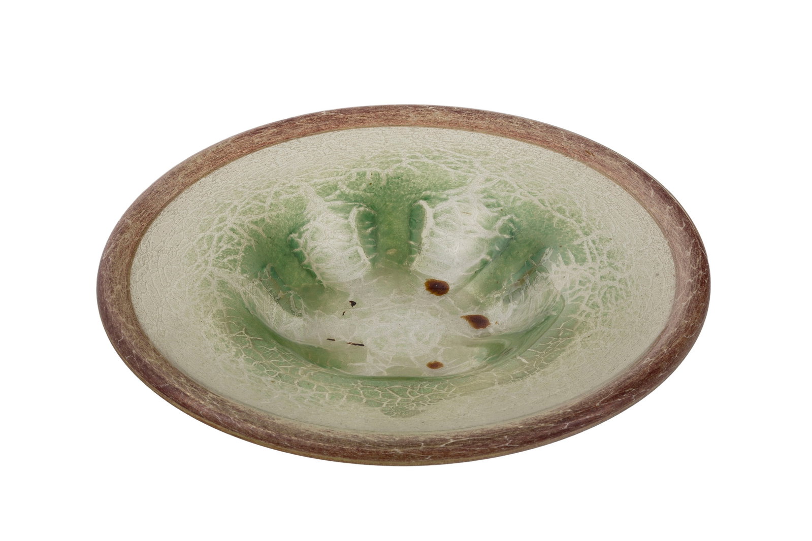 Coupe en verre multicouche, XXe s., à décor abstrait, diam. 47 cm - 2