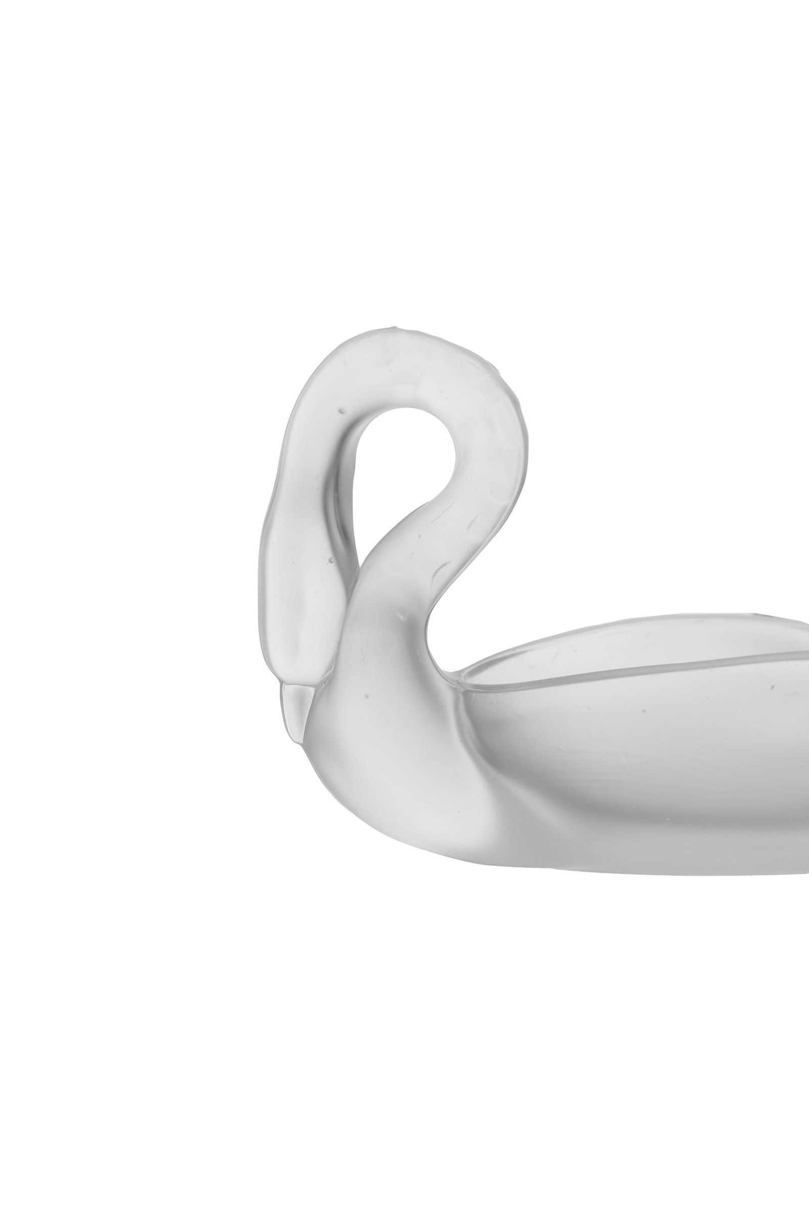 Suite de 4 coupelles cygne en verre en partie satiné, XXe s., non signées, long. 22,5 cm - 2