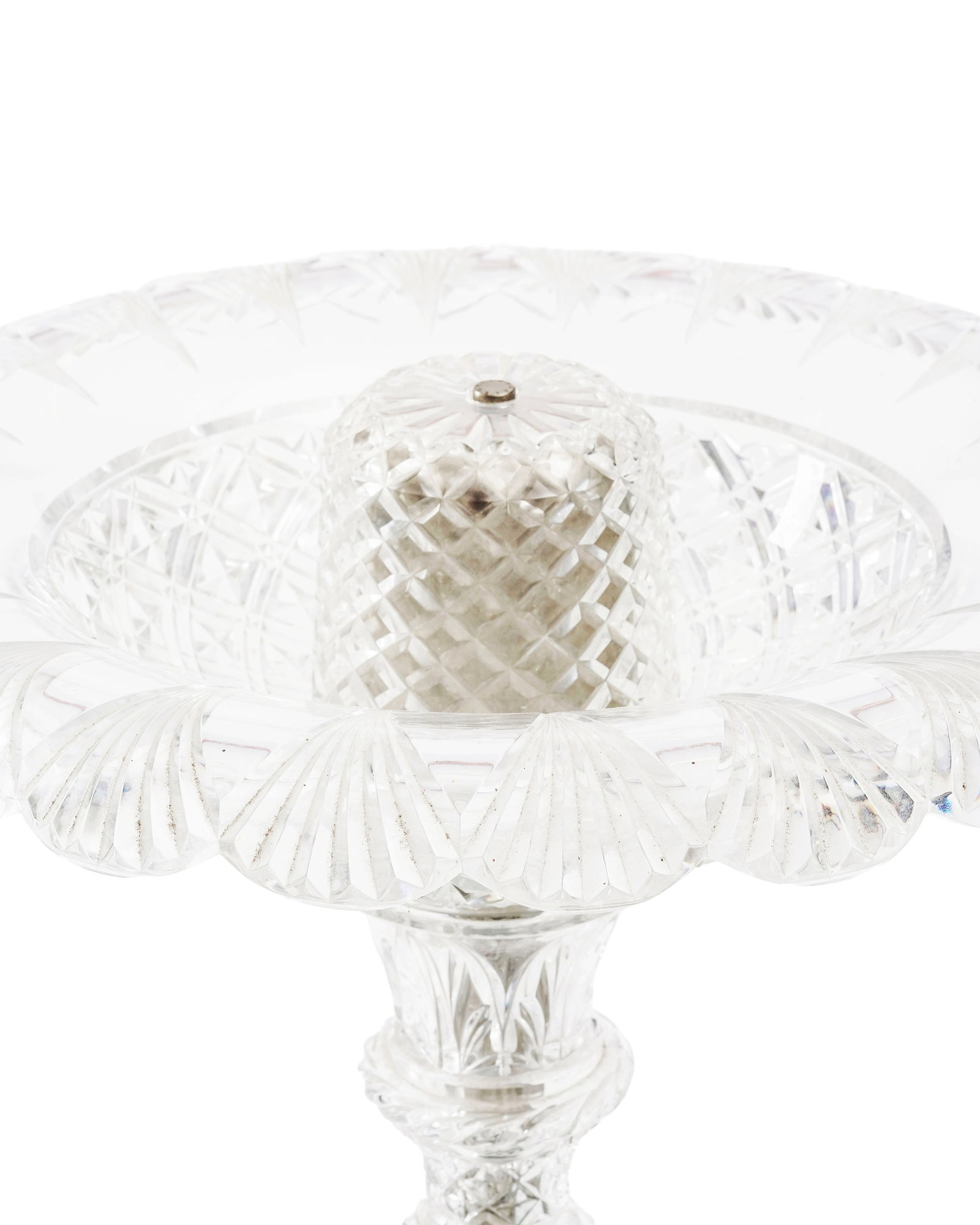 Baccarat. Fontaine en cristal Baccarat, XXe s., à large bassin circulaire à bordure feuill - 3