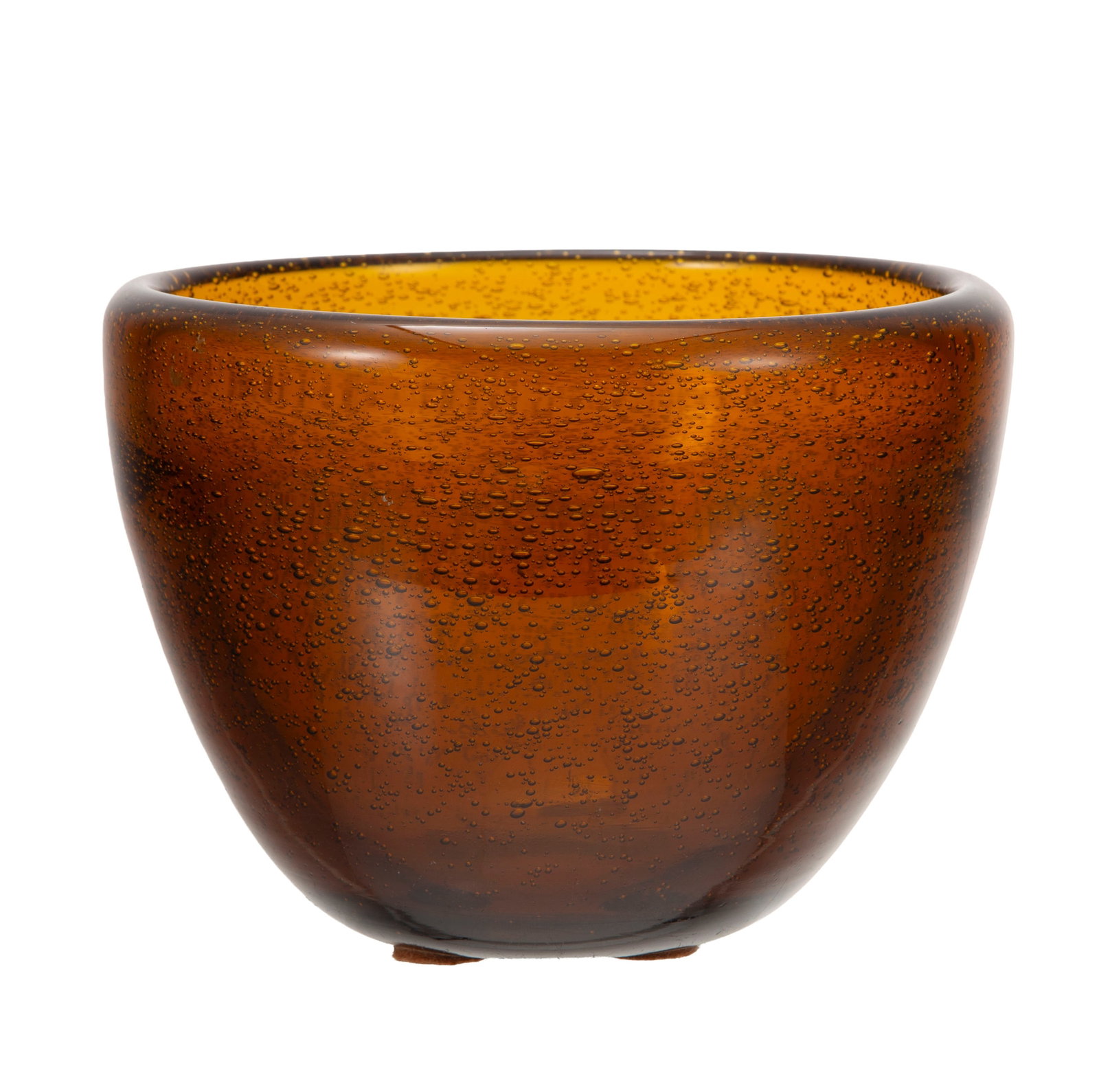 Daum Nancy France. Vase en verre ambré signé, circa 1940, avec inclusions de bulles, h. 15 (1 of 1)