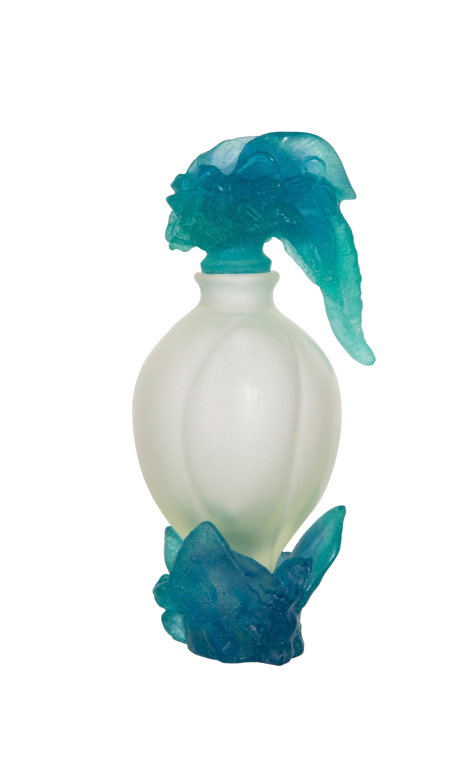 Daum France. Flacon à parfum en pâte de verre, modèle Glycine, h. 16 cm. Dans sa bo&# (1 of 2)