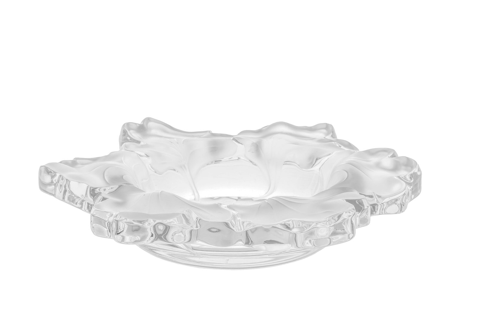 Lalique France. Coupe en verre moulé-pressé signée, modèle Capucines, diam. 30,5 (1 of 2)