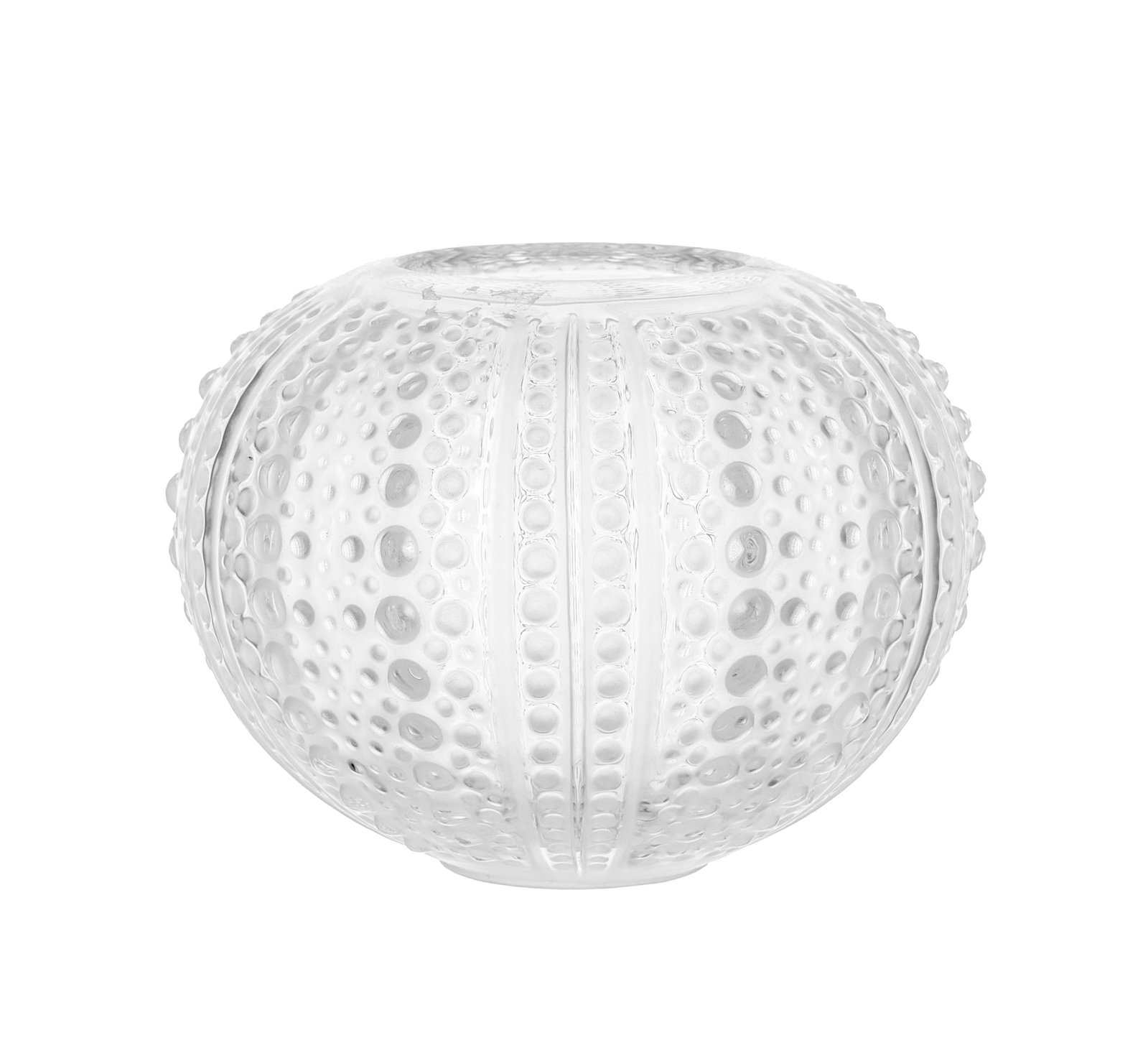 Lalique France. Vase en verre moulé-pressé satiné, modèle Oursin, signature : Lalique France. Vase en verre moulé-pressé satiné, modèle Oursin, signature à la pointe, h. 12,5 cm