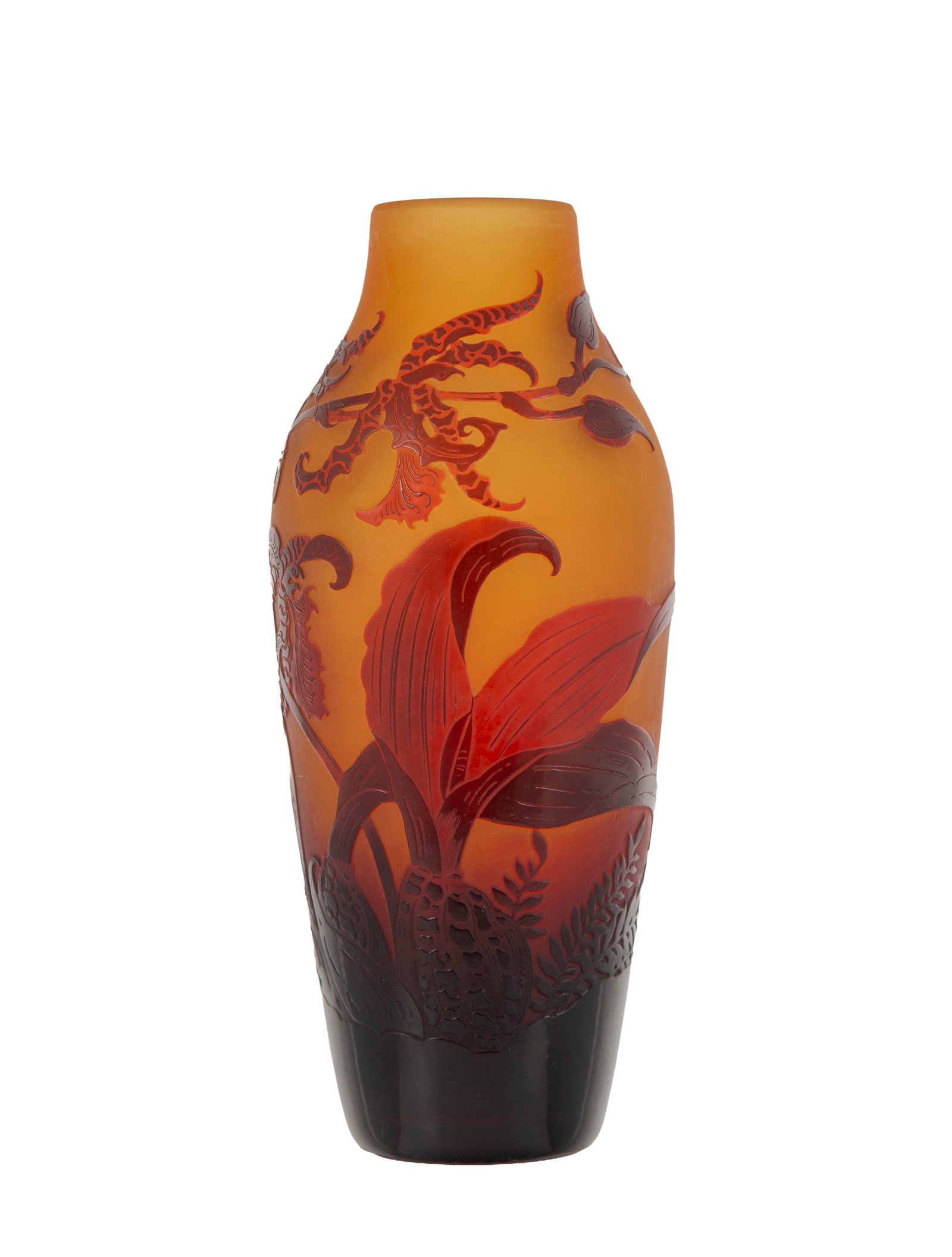 D'Argental. Ensemble de 2 vases en verre multicouche, à décor dégagé à l'ac - 2