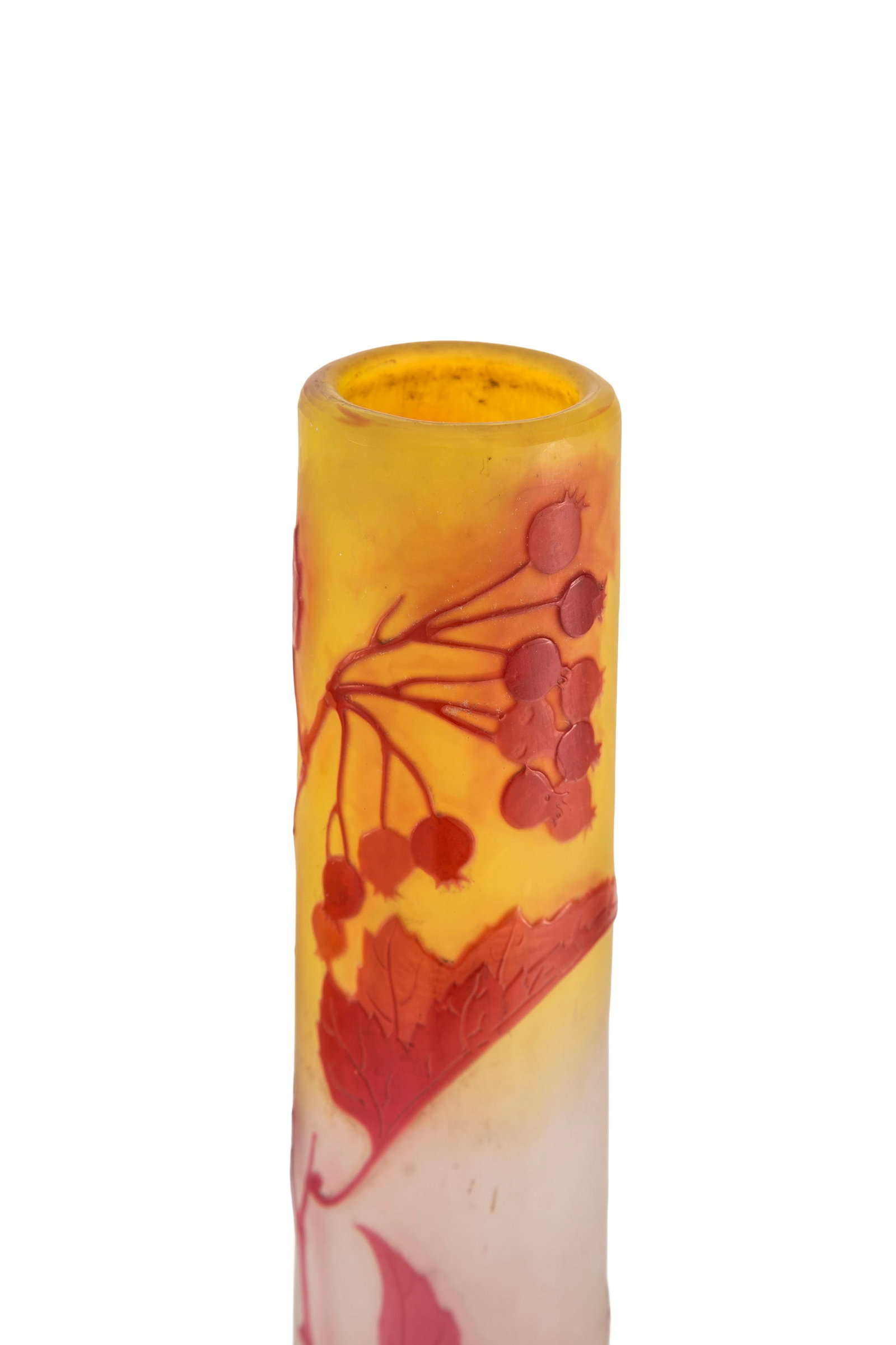 Gallé. Vase soliflore en verre multicouche, à décor dégagé à l'acide d - 4