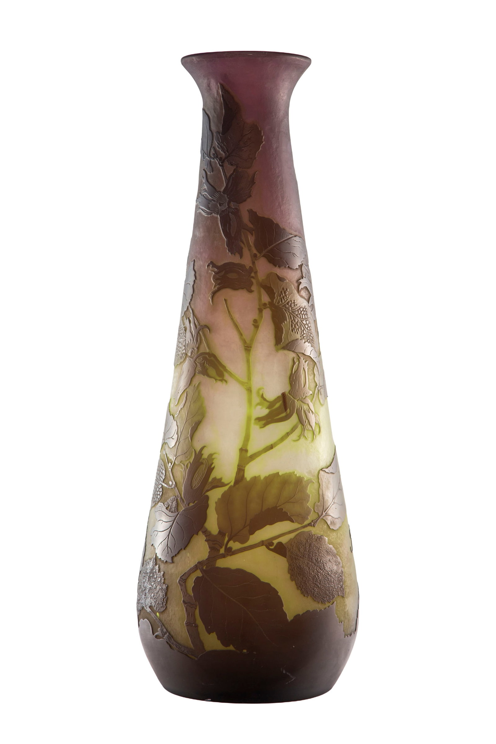 Gallé. Vase piriforme à col ouvert en verre multicouche, à décor dégagé - 2