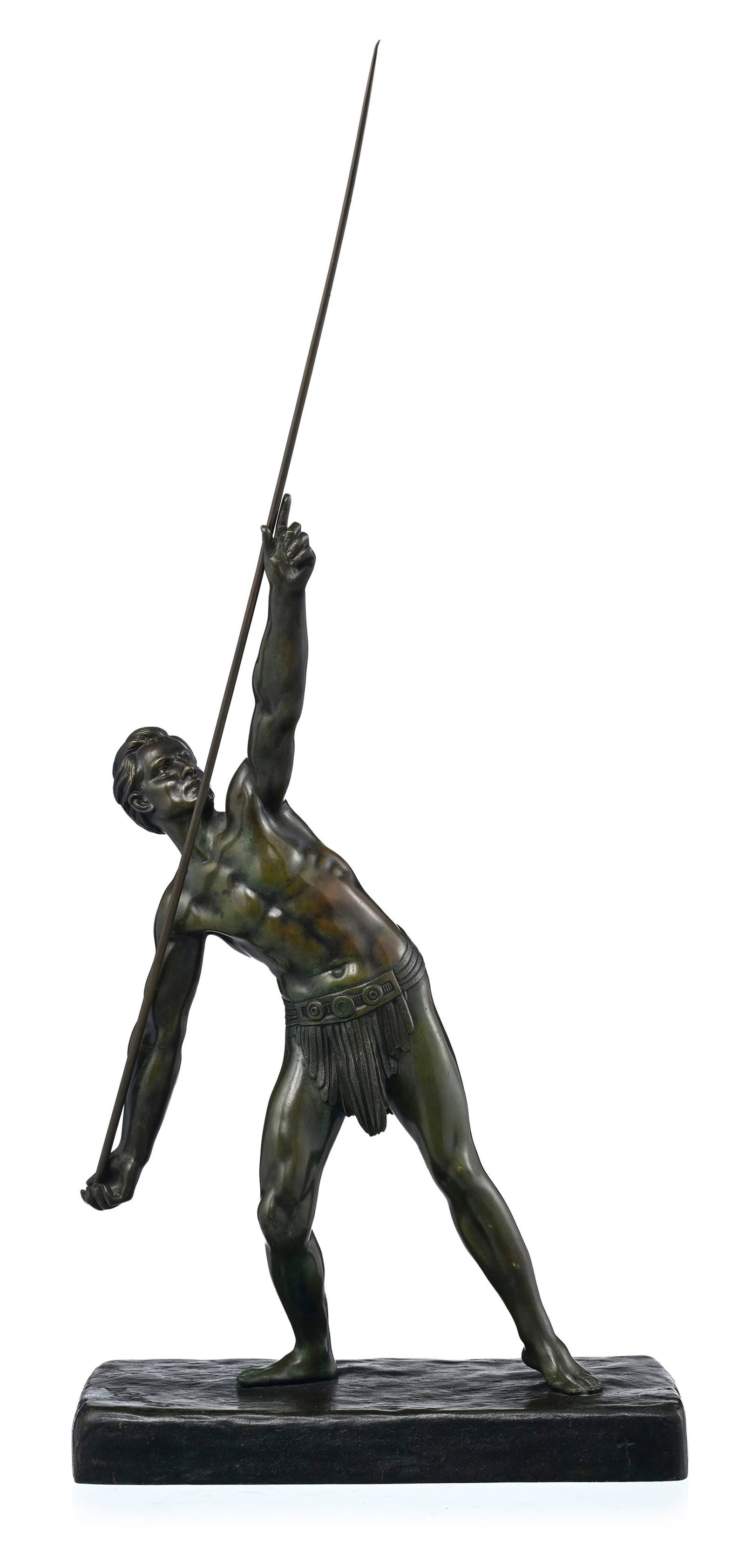 Demeter Chiparus (1886-1947), "Le lanceur de javelot", bronze à patine verte, signé sur la (1 of 7)