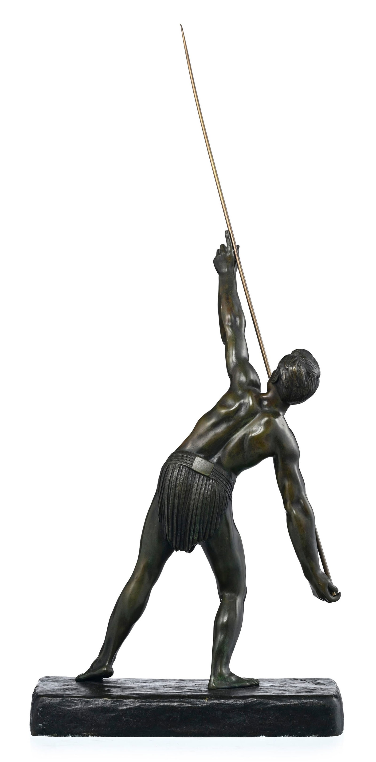 Demeter Chiparus (1886-1947), "Le lanceur de javelot", bronze à patine verte, signé sur la - 2