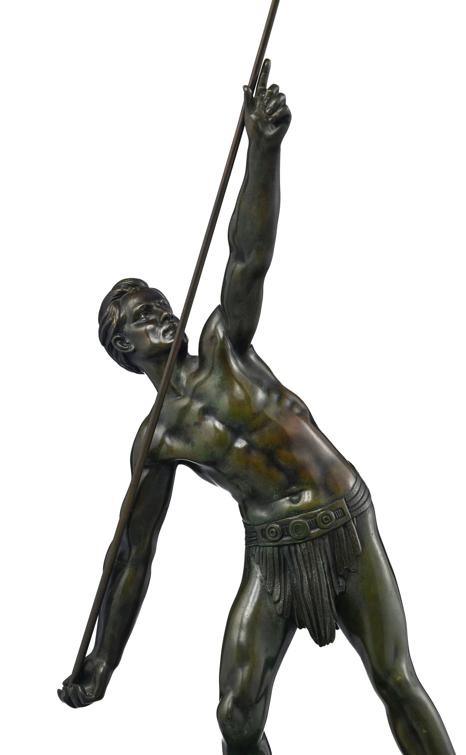 Demeter Chiparus (1886-1947), "Le lanceur de javelot", bronze à patine verte, signé sur la - 4