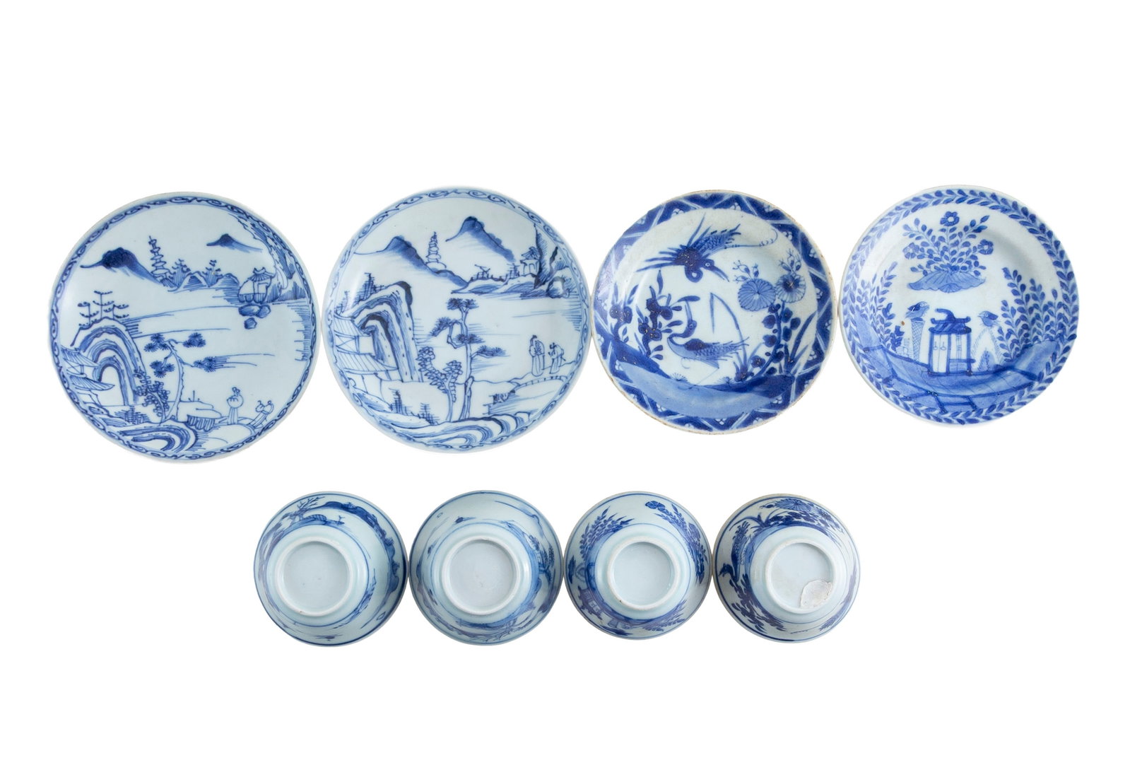 Ensemble comprenant 1 théière, 4 coupes et 4 soucoupes en porcelaine, Chine, ca 1690: tous - 5