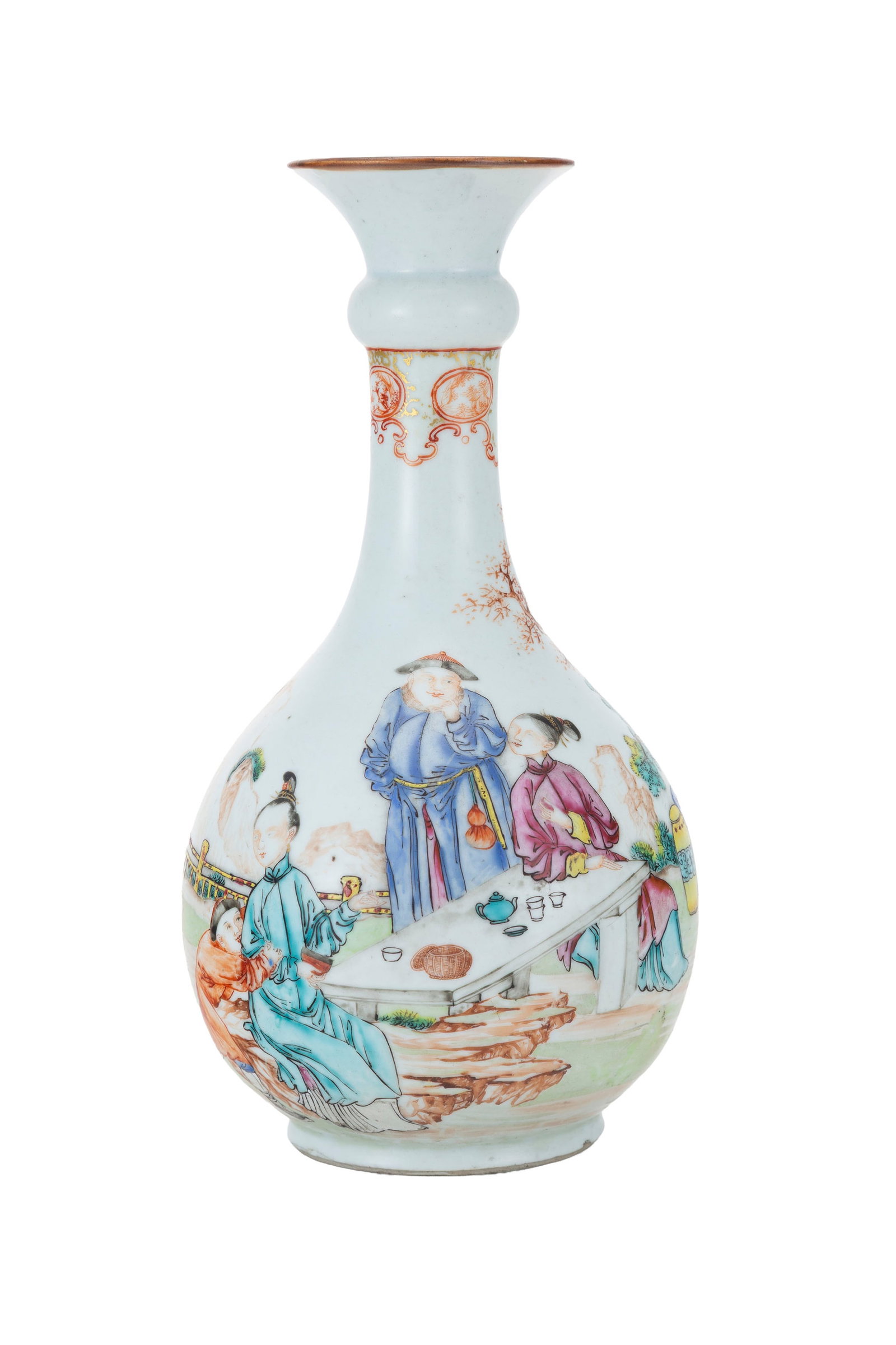 Vase en porcelaine famille rose, Chine, XVIIIe s., col de type "gousse d'ail" à extrémit&# (1 of 4)