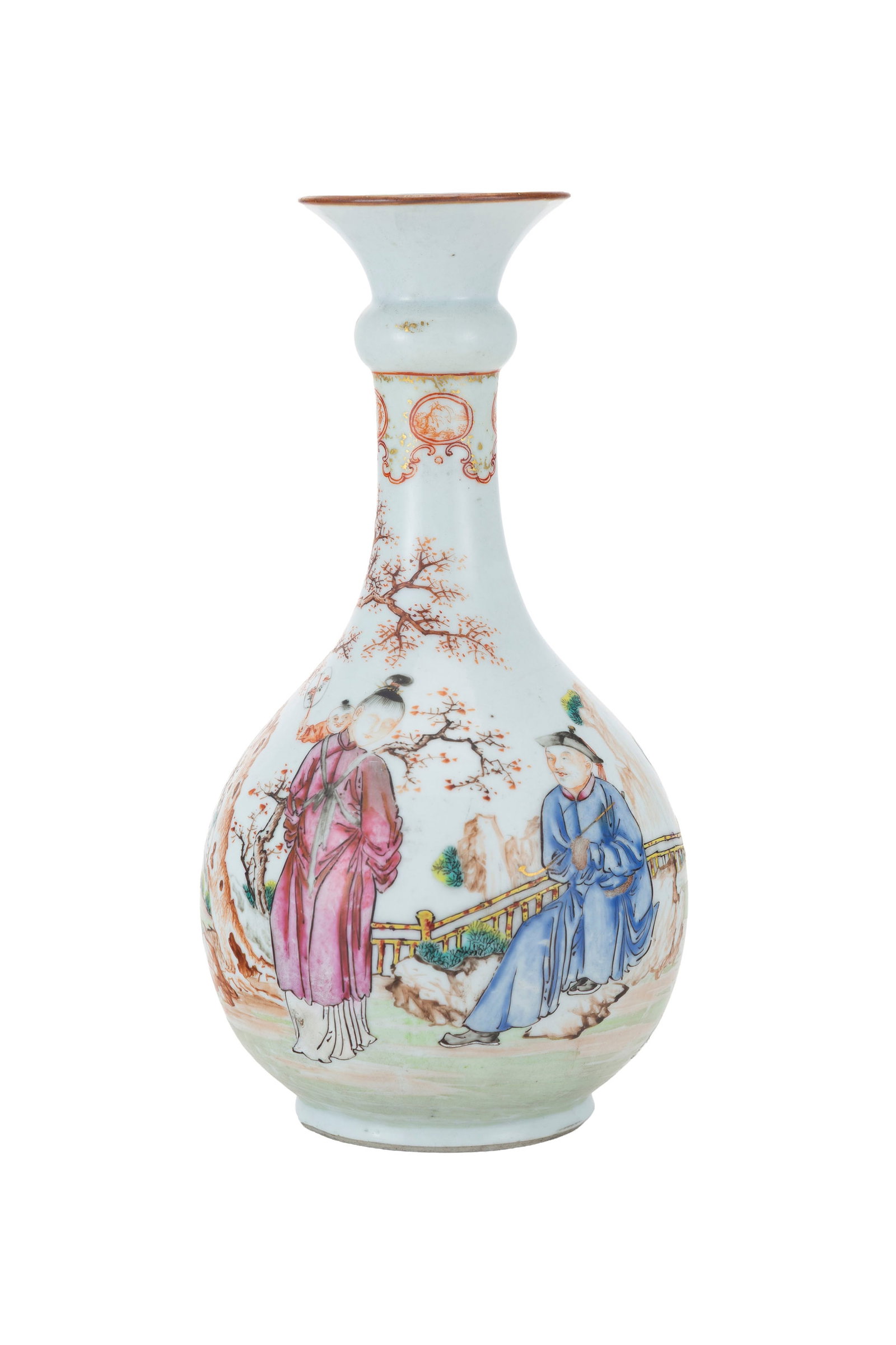 Vase en porcelaine famille rose, Chine, XVIIIe s., col de type "gousse d'ail" à extrémit&# - 2
